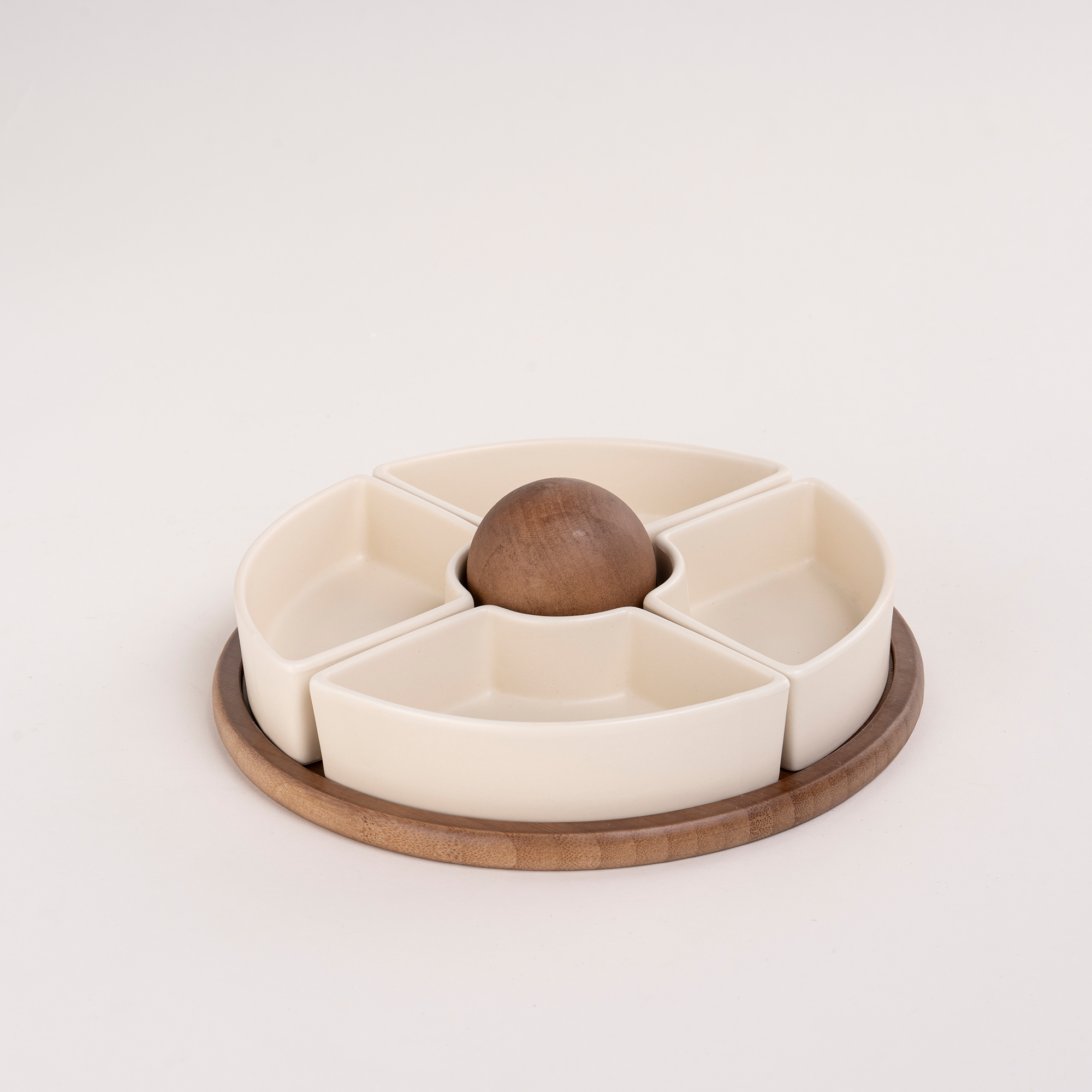 

Dallaty porcelain and wood nuts plate set 5 pcs