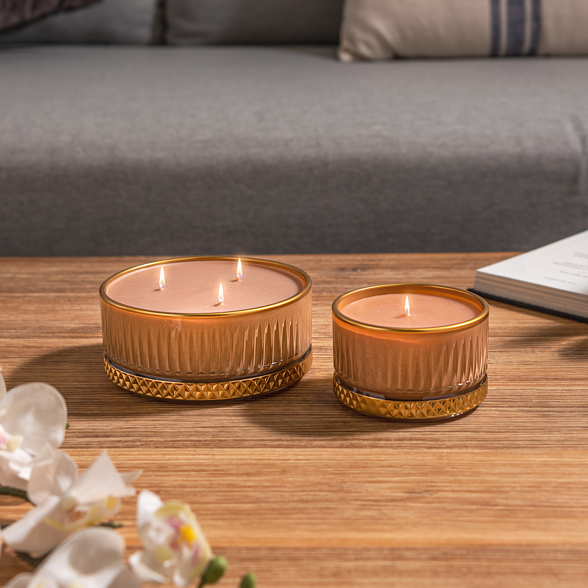 

Gloria 9*5.5 Cm Milky Brown Gold Candle