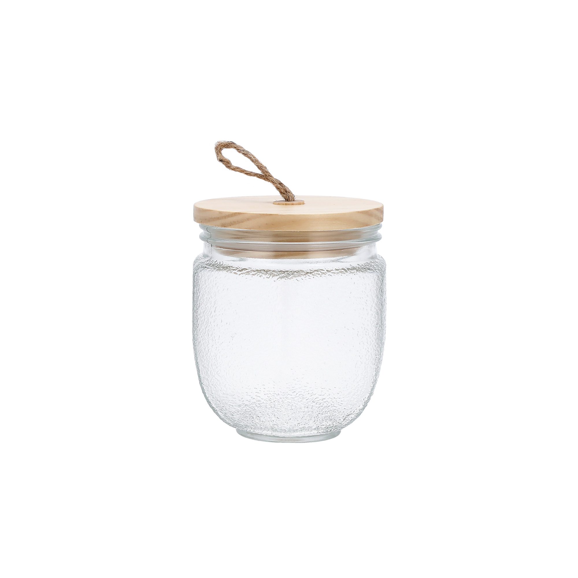 

GLASS STORAGE JAR with wooden