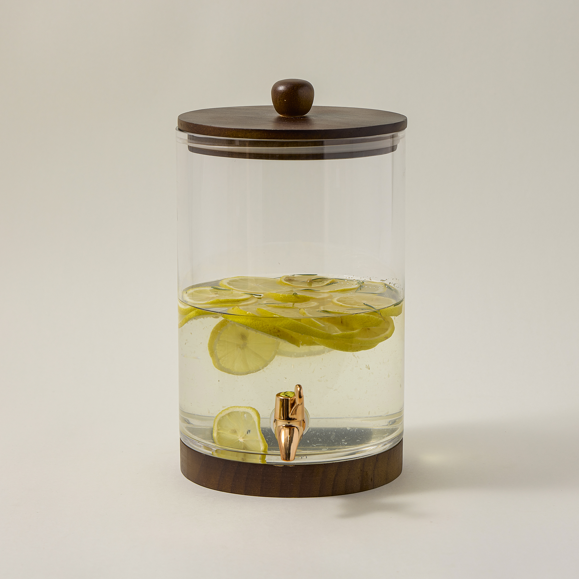 

Clear Dispenser With Wooden Base & Lid & Tap