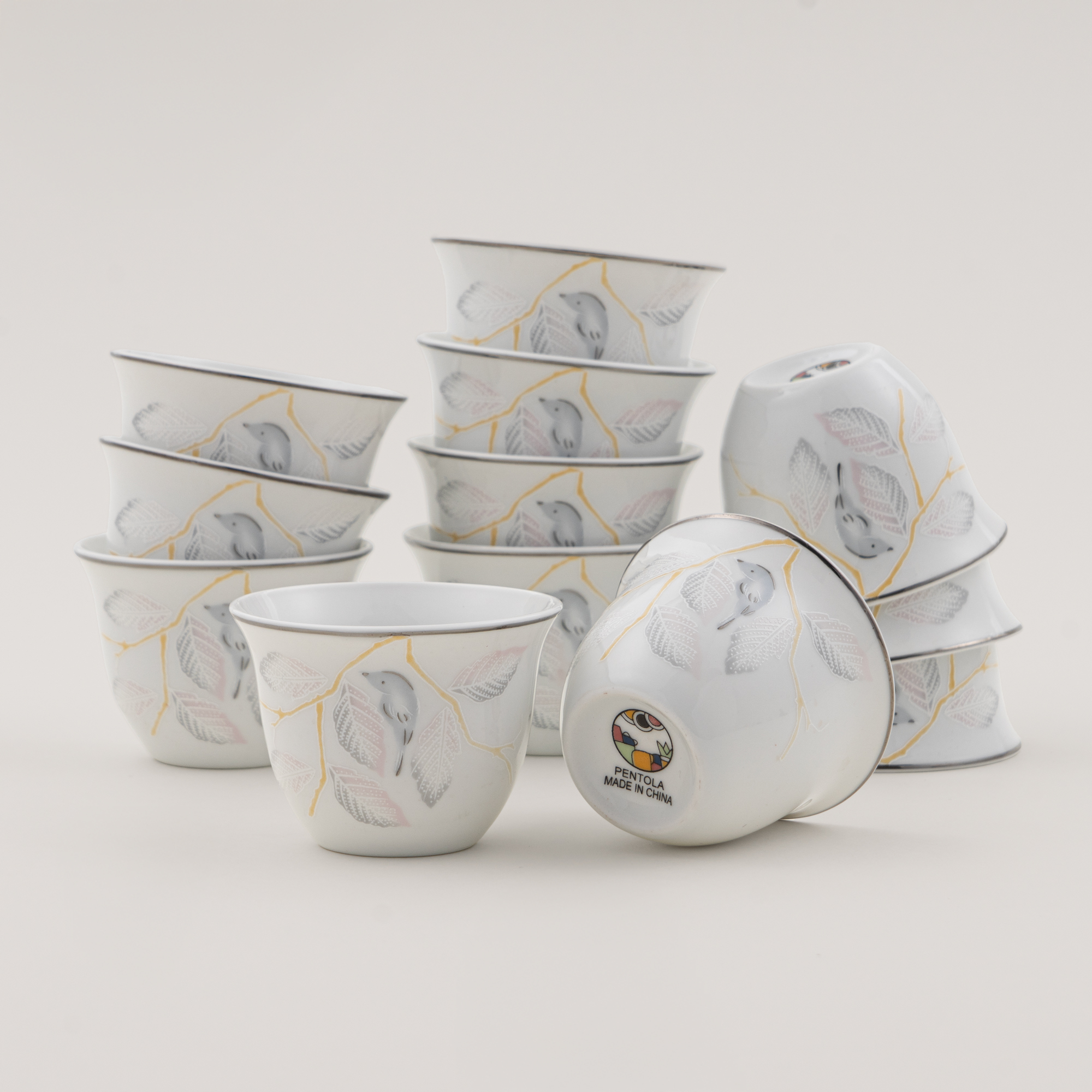 بنتولا طقم فناجين قهوة خزف صيني 12 قطعة