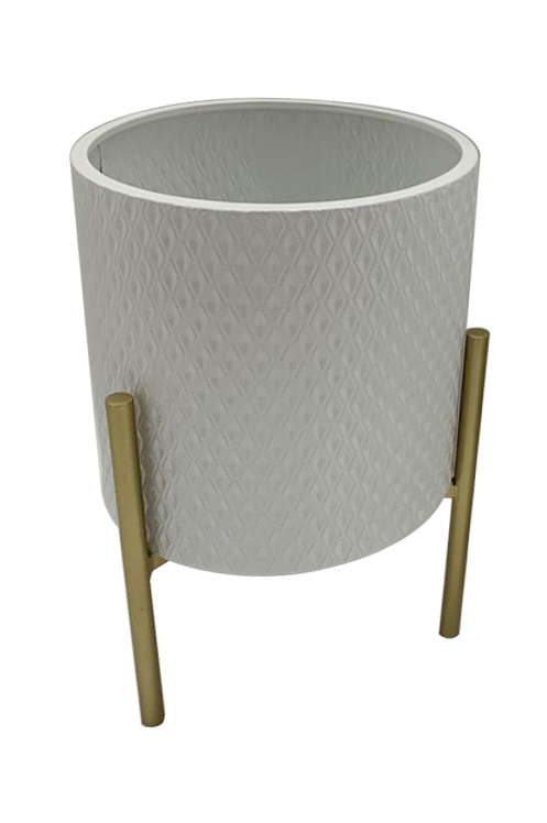 

Metal Planter White With Legs Gold