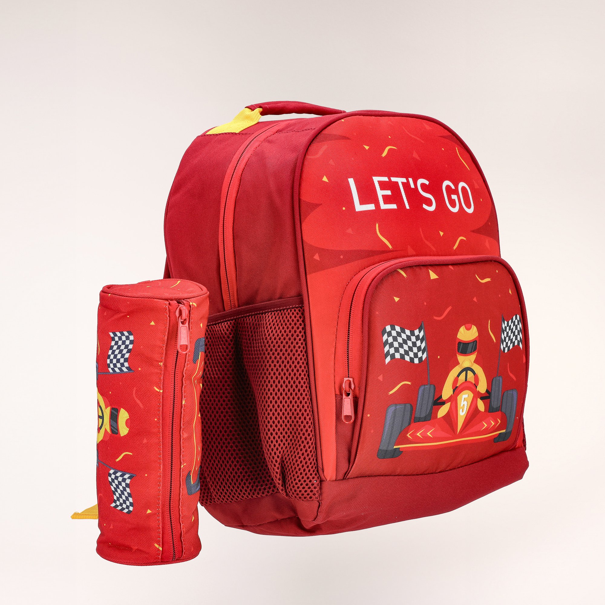 

Large backpack with pencil case ,15 inches , Race