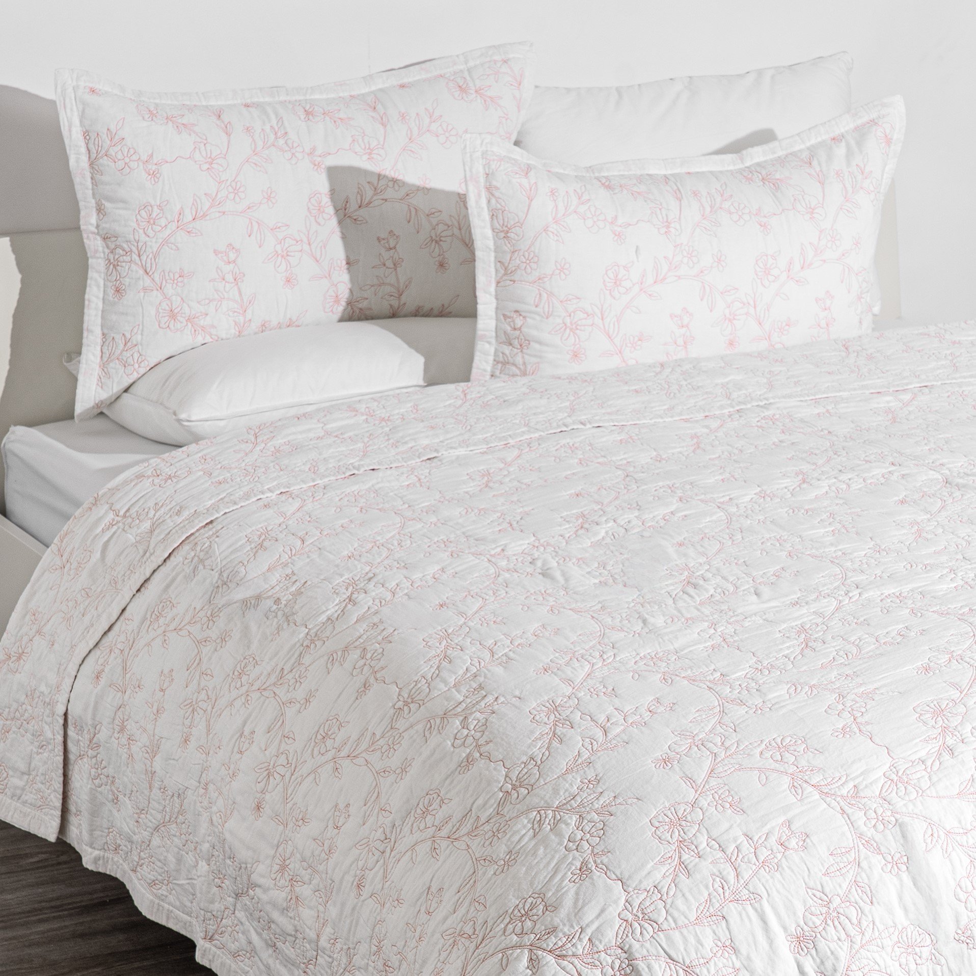 بوتيك بلانش طقم لحاف كينج قطن 3 قطع 250*240سم، أبيض