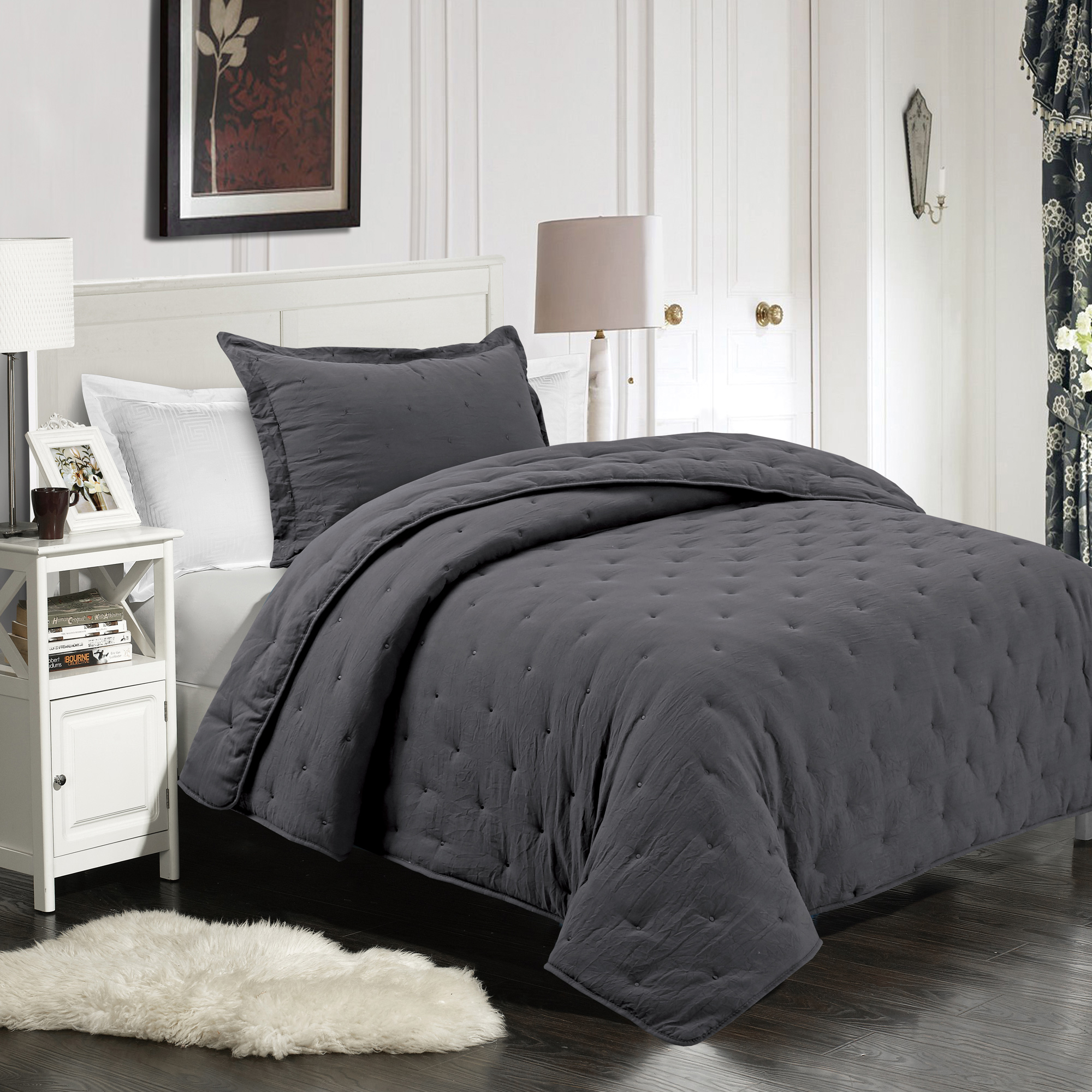 

Cottage 3Pcs King Size Comforter Set, Dark Grey, 240*250Cm