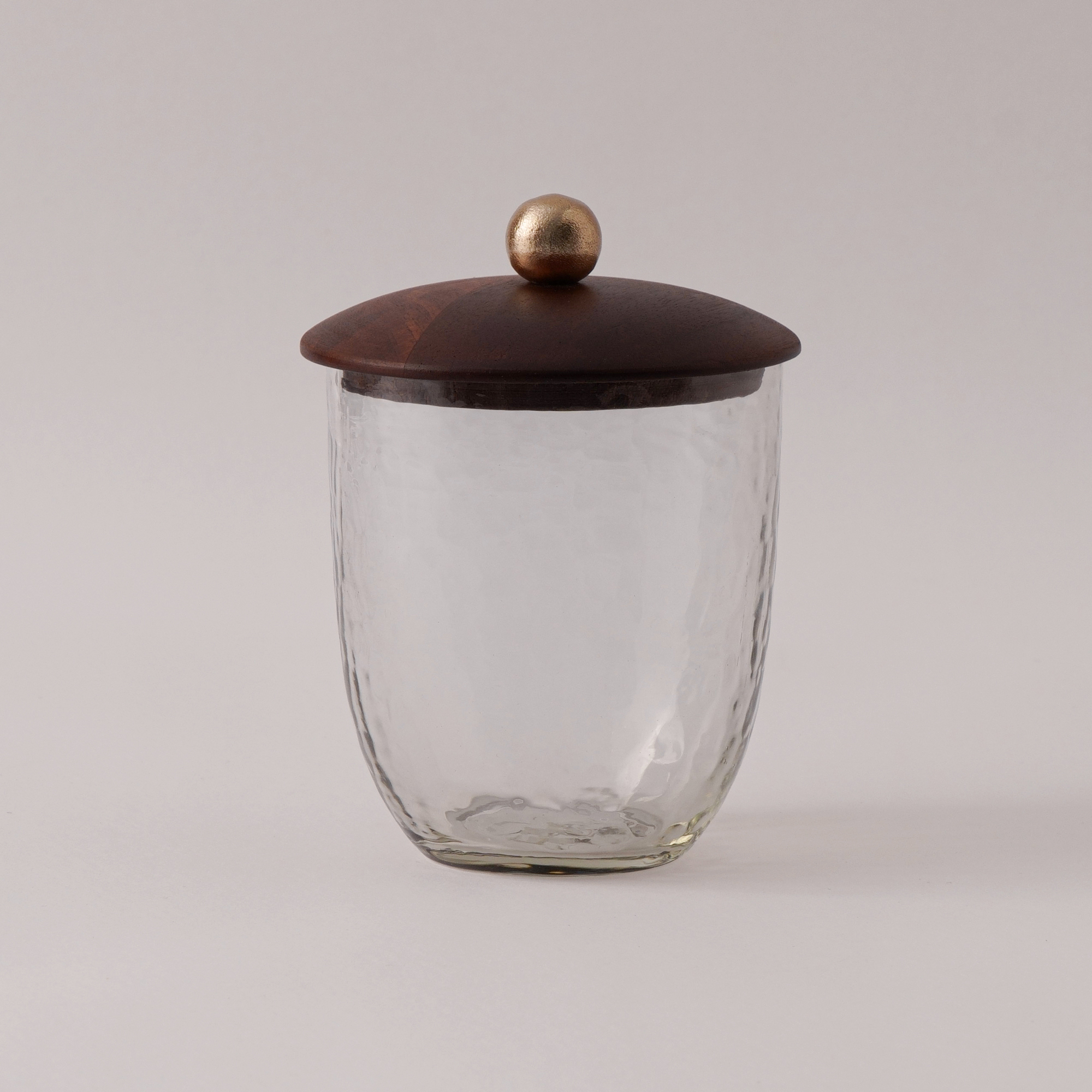 هومز برطمان زجاجي وغطاء خشب بتصميم منحني 10*10*12سم