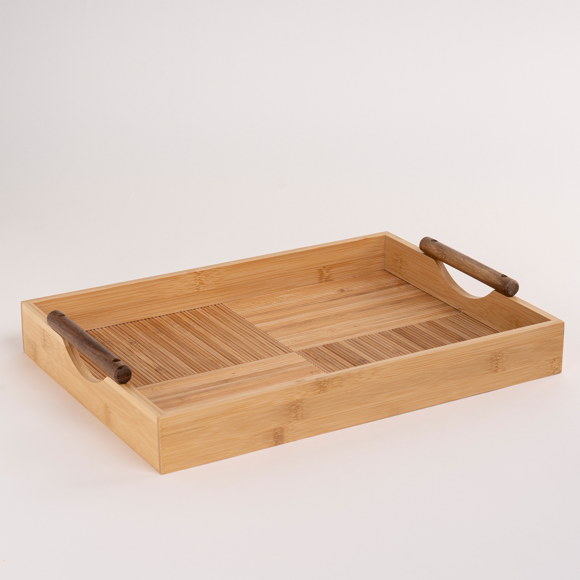 

Bamboo Serving Tray With Wood Handle