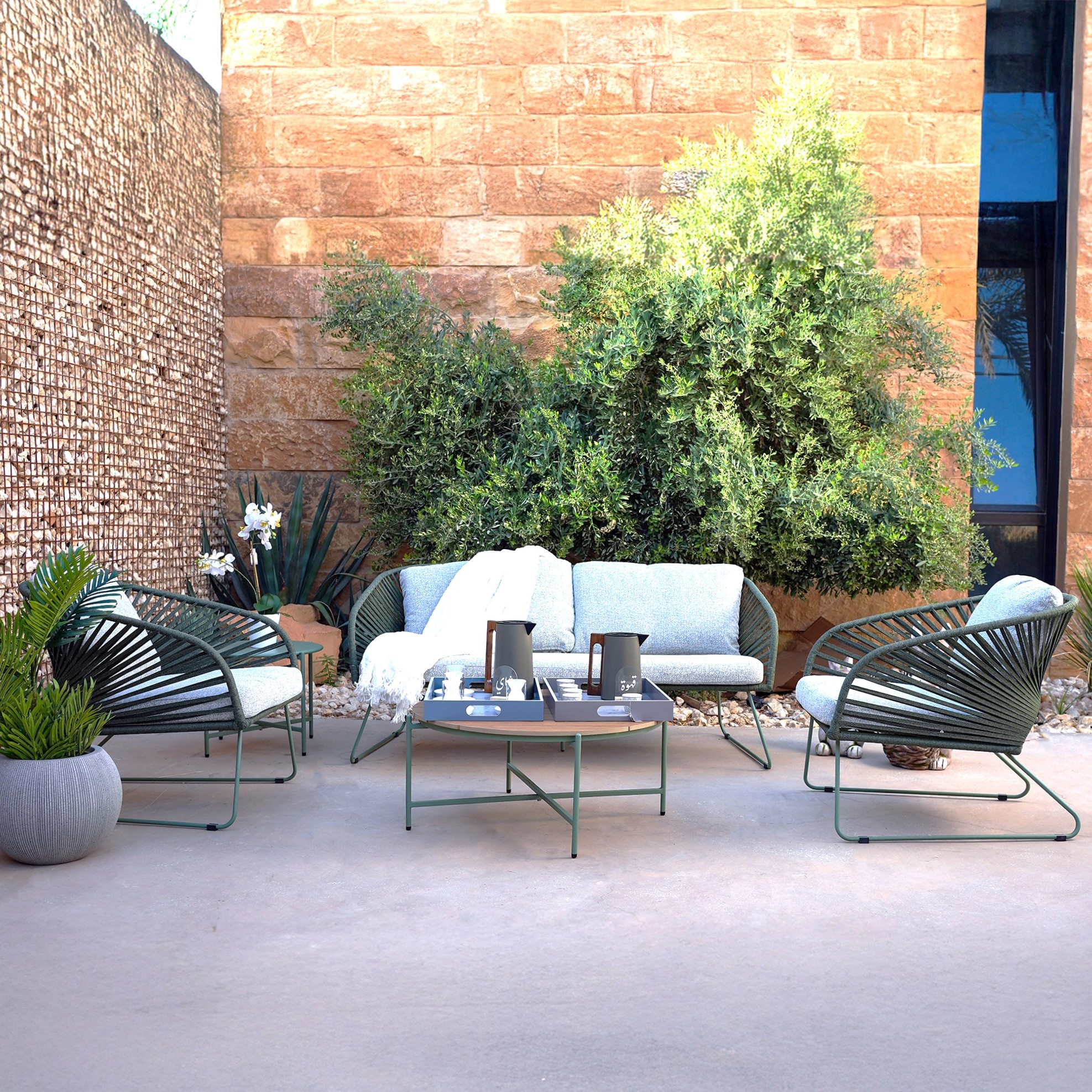 هومز طقم جلسة خارجية بيكوك مكون من 5 قطع، أخضر