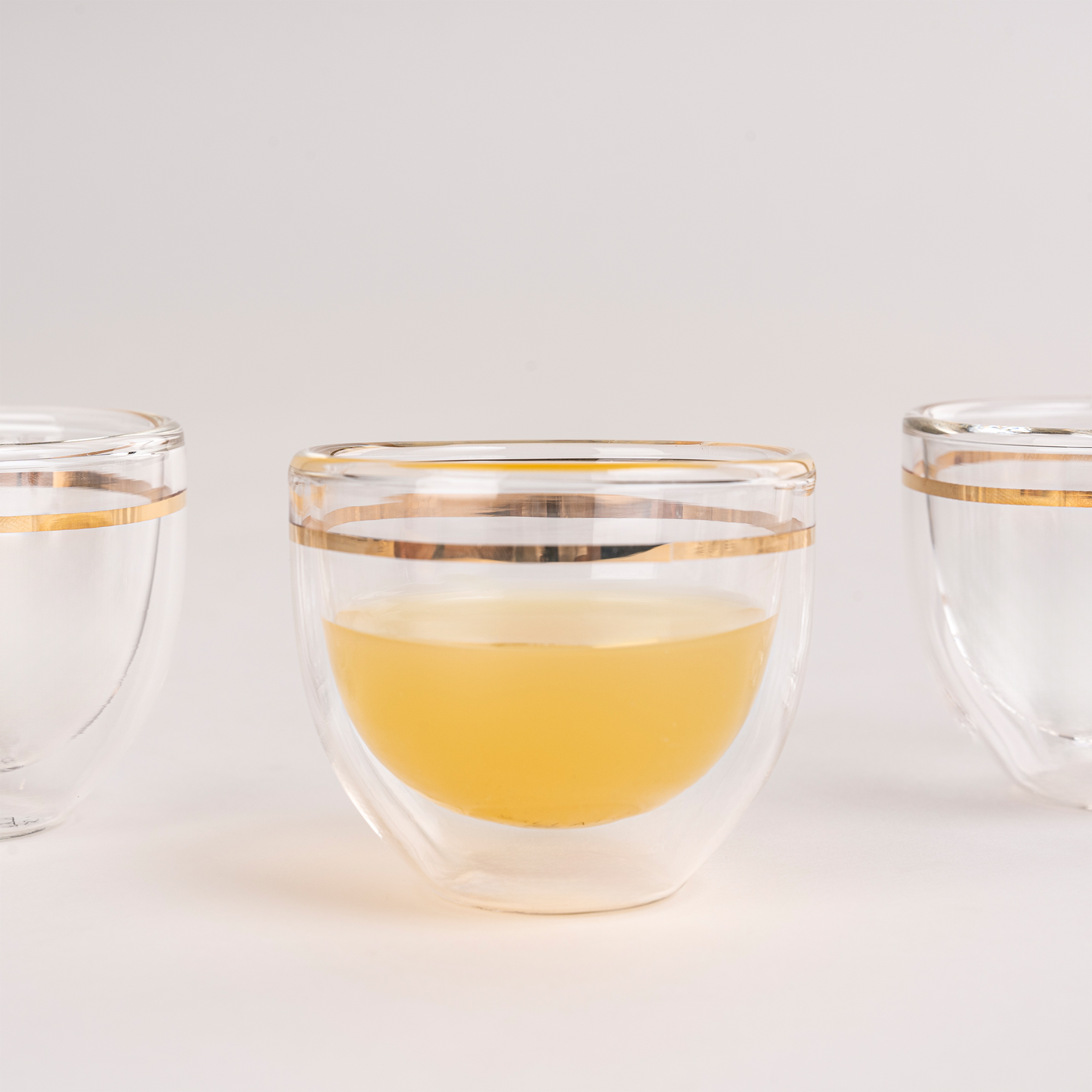 

6 Pcs Double Wall Cawa Glass Cup Calligraphy Design Gold