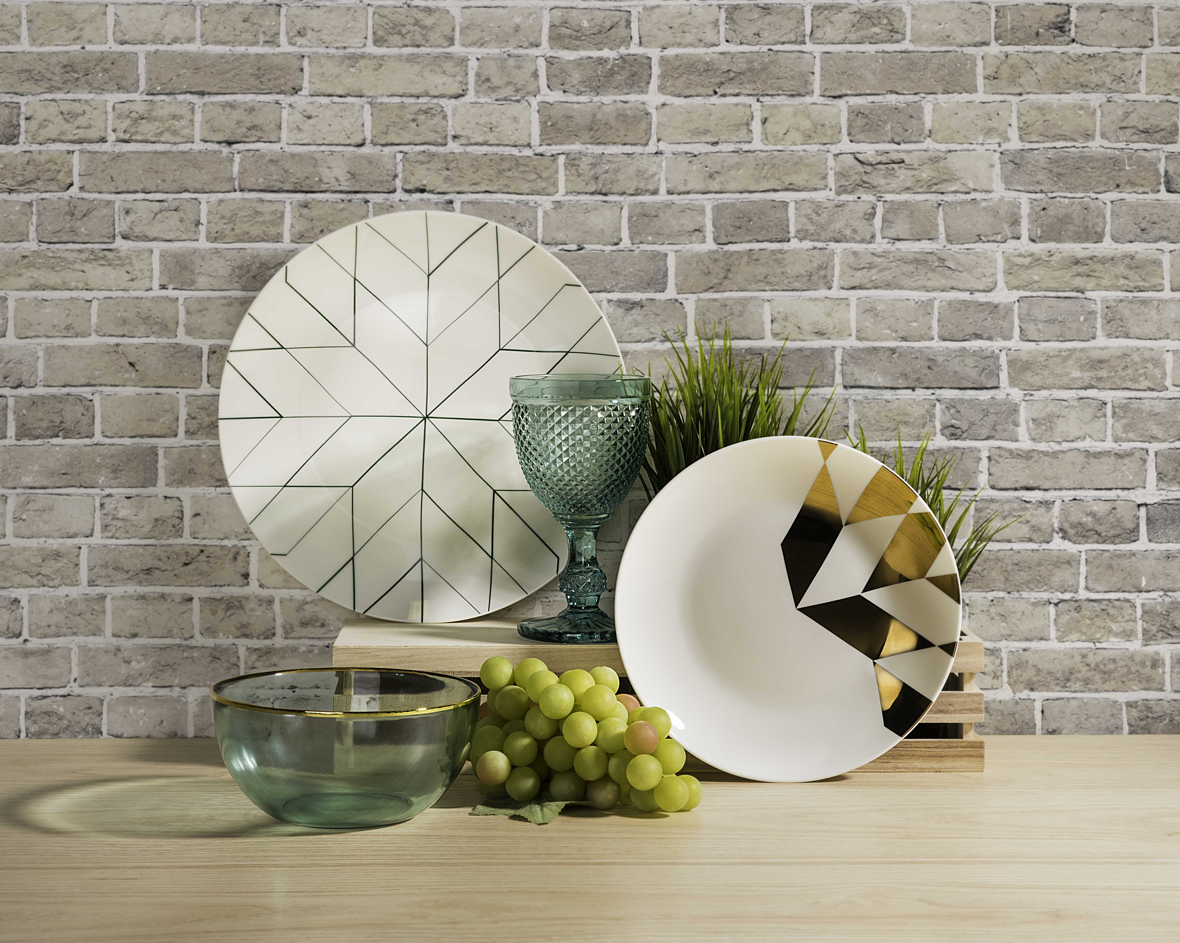 

La Mesa green porcelain/glass 16 pc dinner
