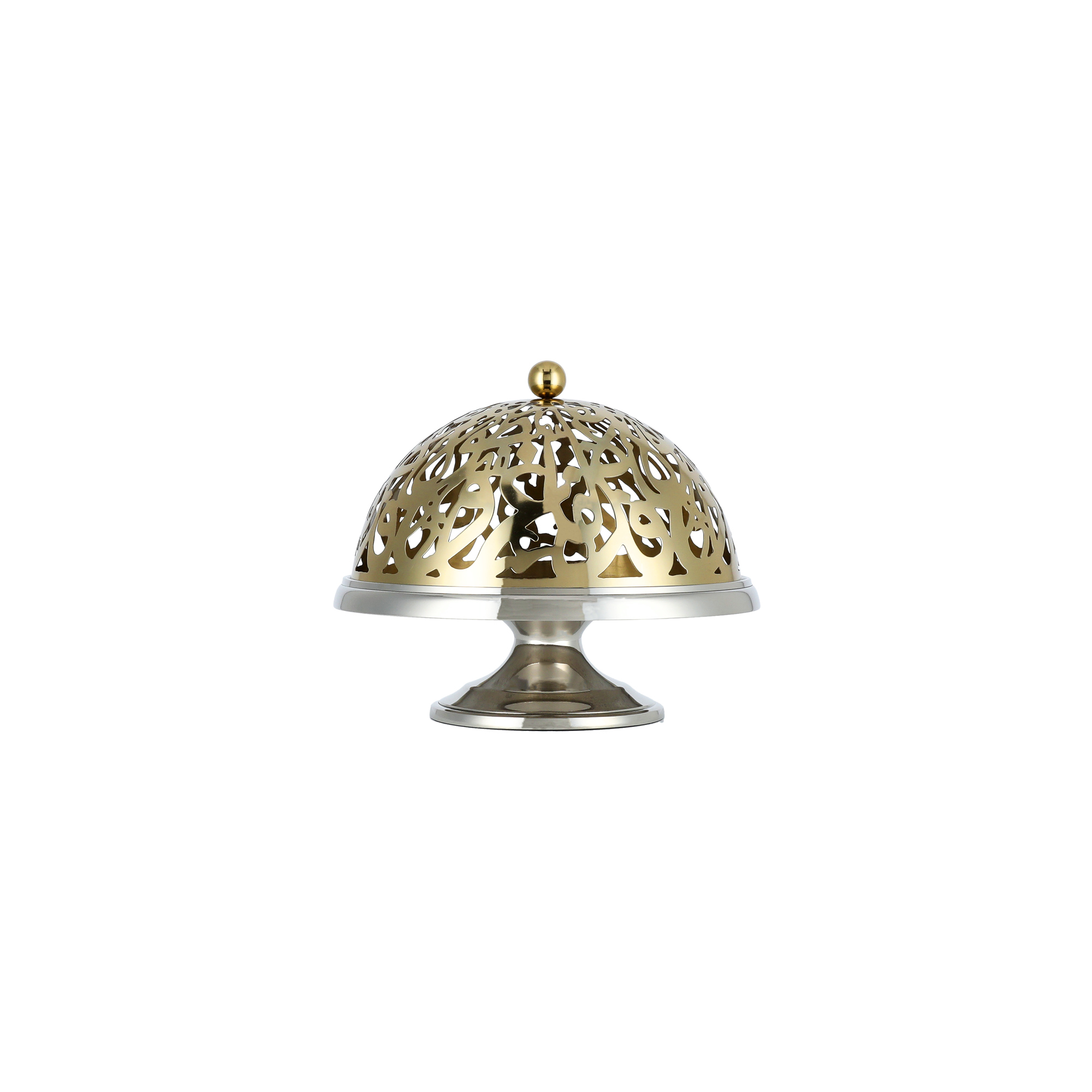 

Caligraphy Dome Cake Stand With Base nickel Plated