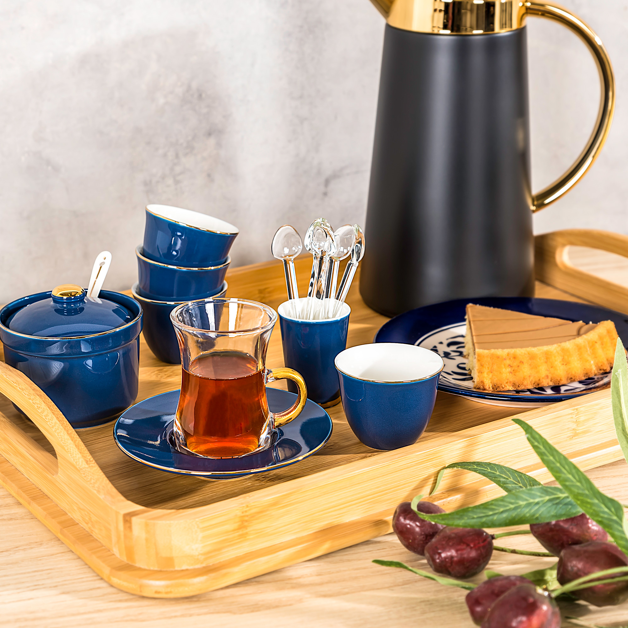 

Tea And Coffee Porcelain Set 28 Pieces Solid Dark Blue