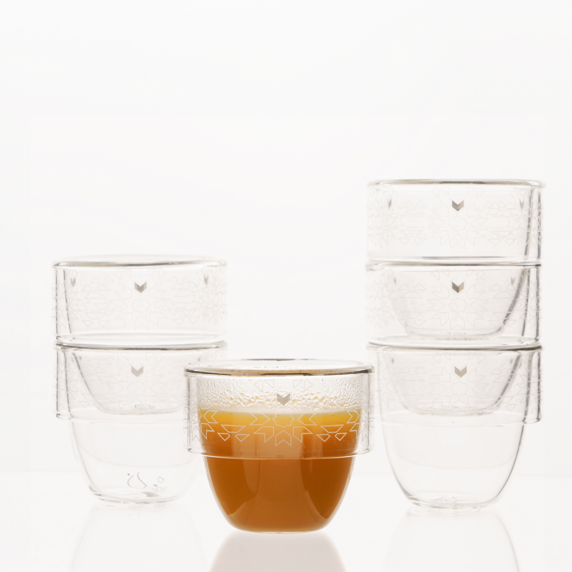 

Dallaty white glass Saudi coffee cups set 6 pcs