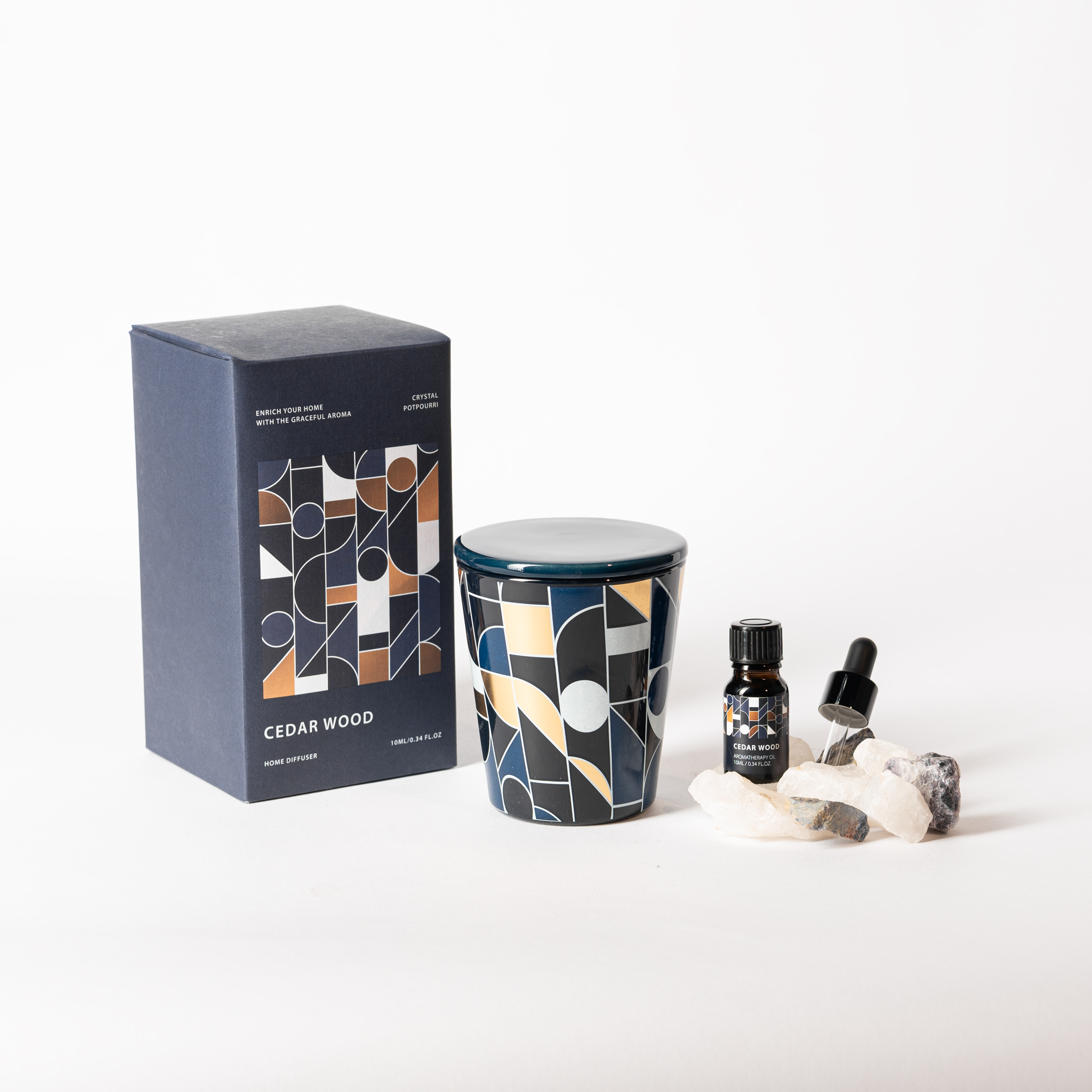 

Cedar wood diffuser set with oil and crystals