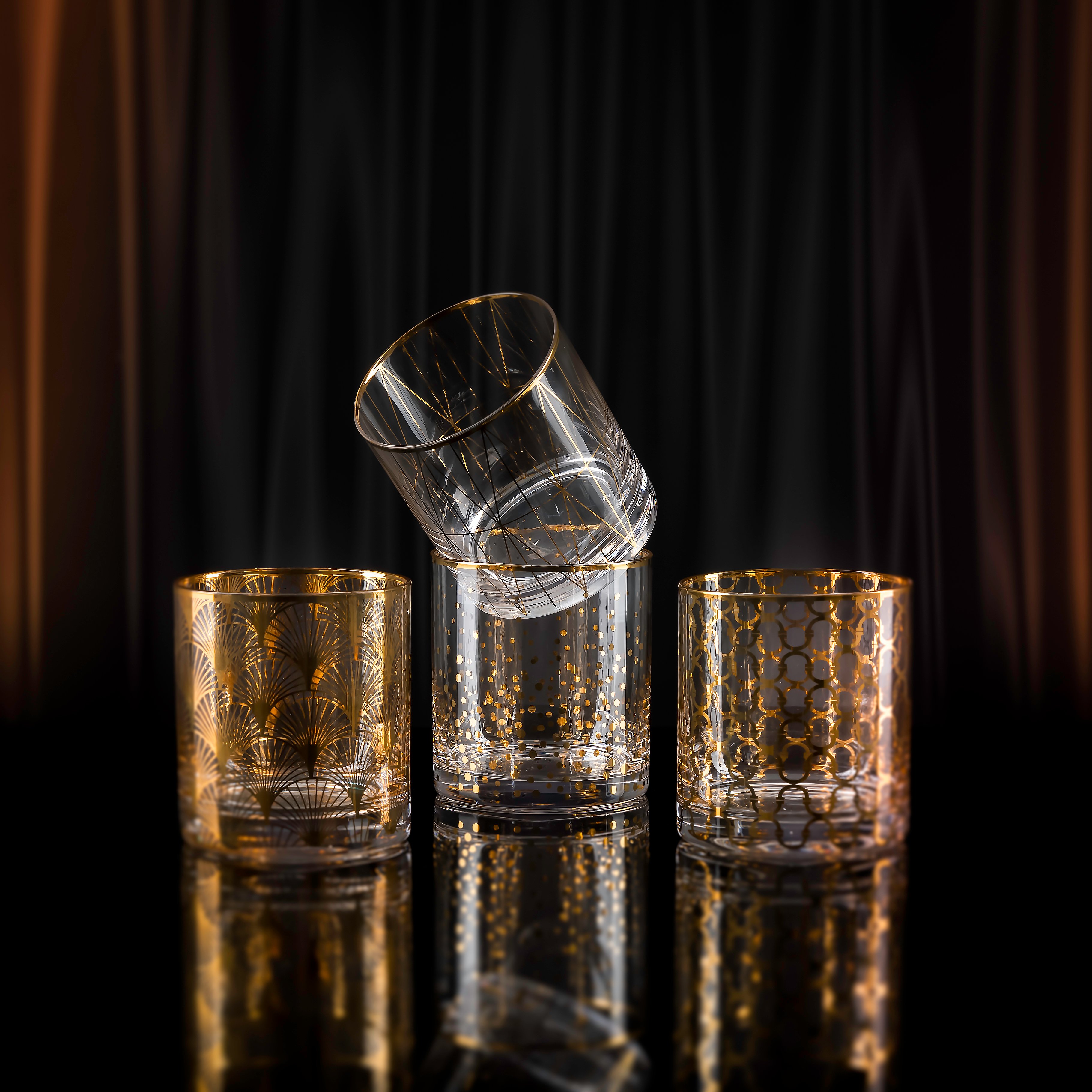 

La Mesa 4 Pieces Glass Tumbler Dof, Gold Decal