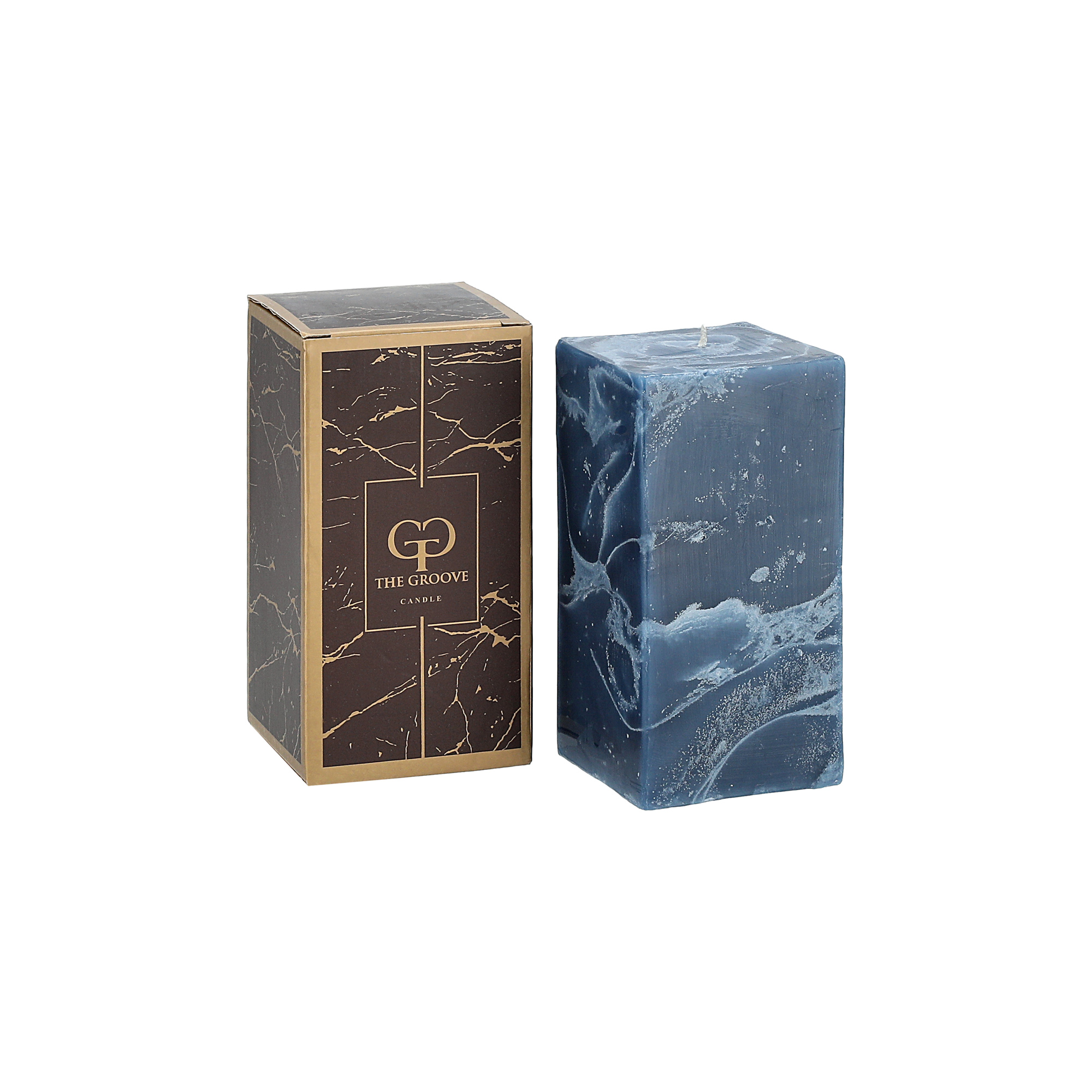 

Marble Square Candle 8*8*15 cm Blue