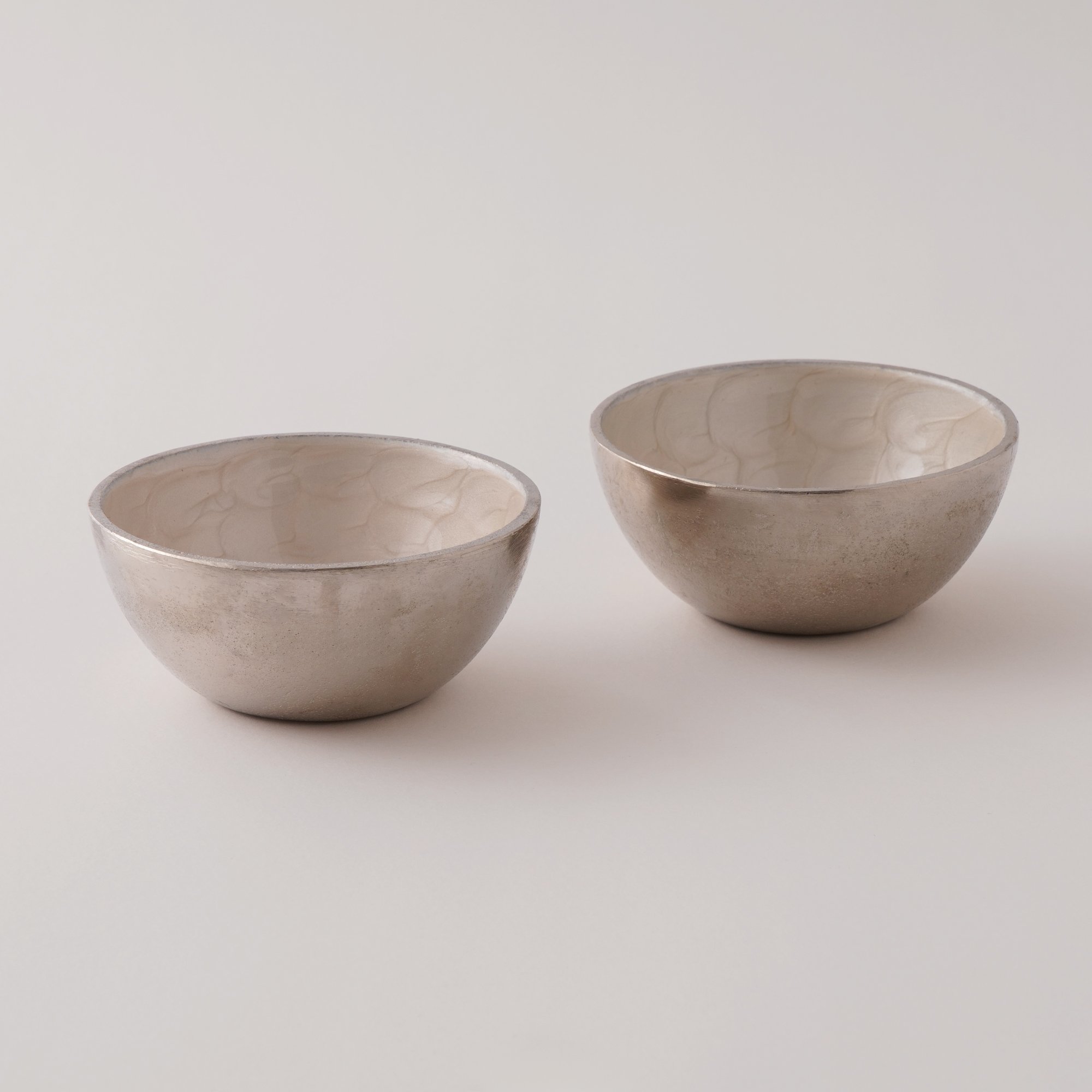 Alberto aluminum round nut bowls set of 2pcs 10*10*5cm, beige