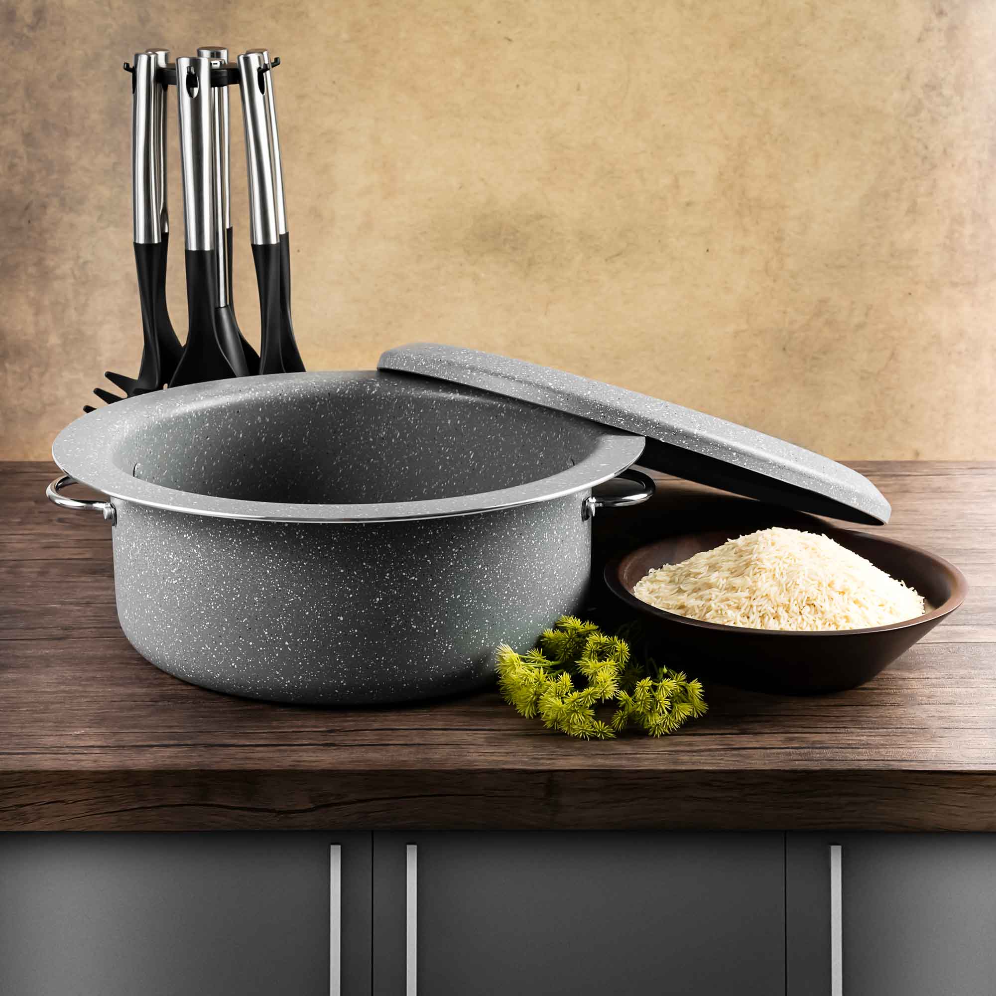 

Alberto grey marble pot with serving cover 32 cm
