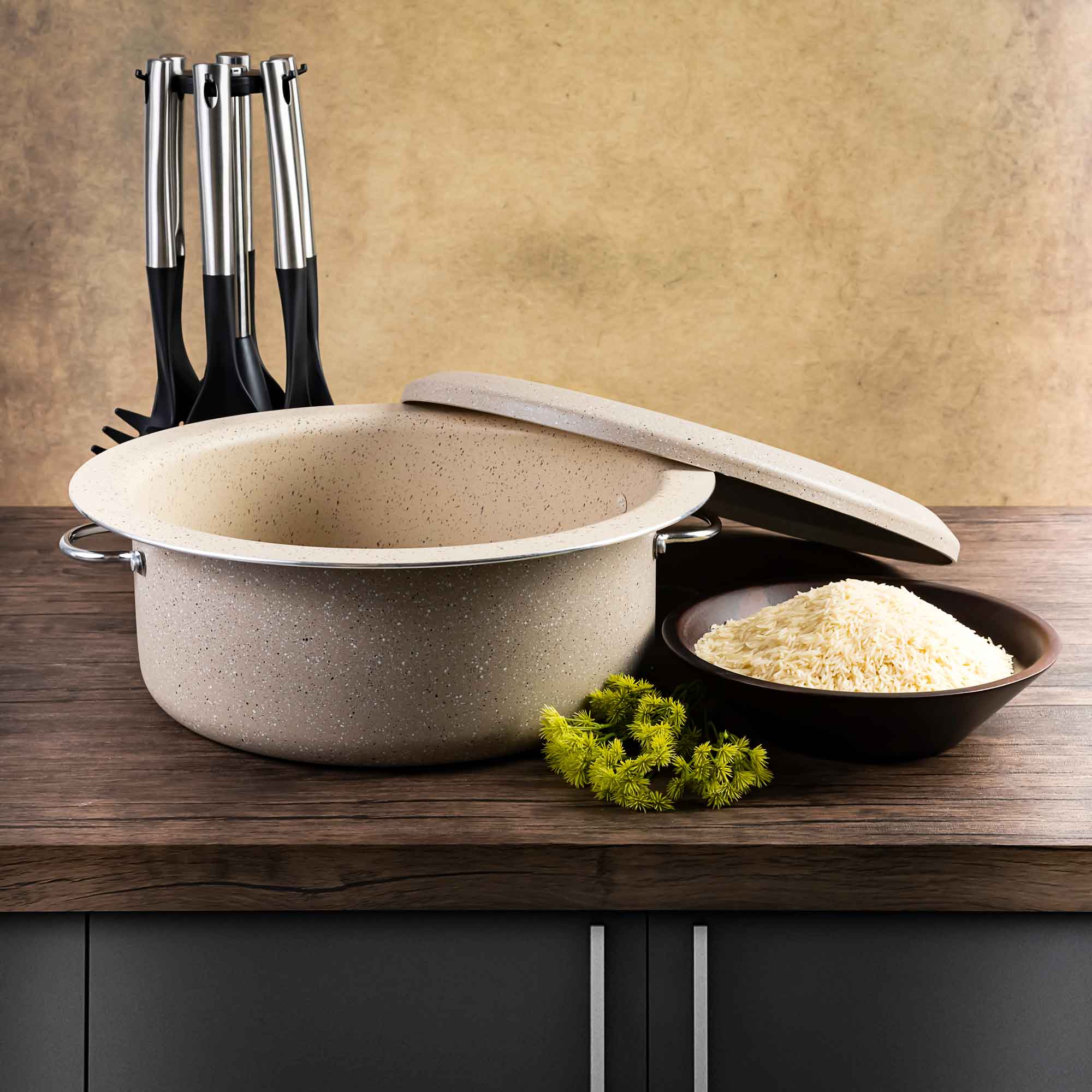 

Marble Coating Casserole With Serving Lid