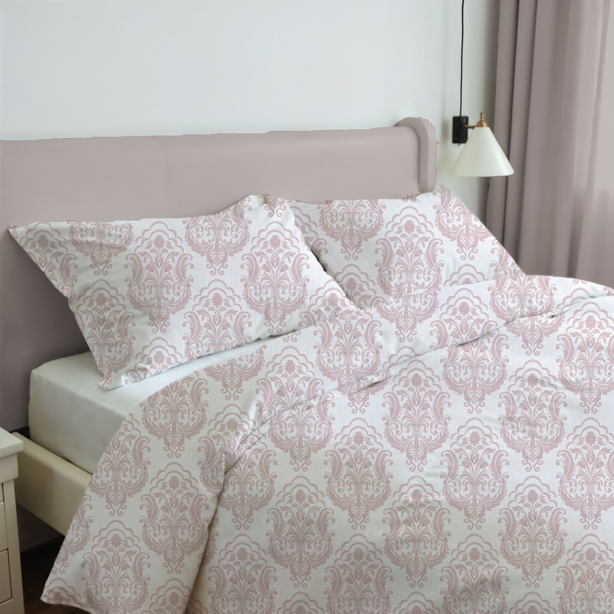 Cottage 6pcs blush damask comforter set king size 220*240cm
