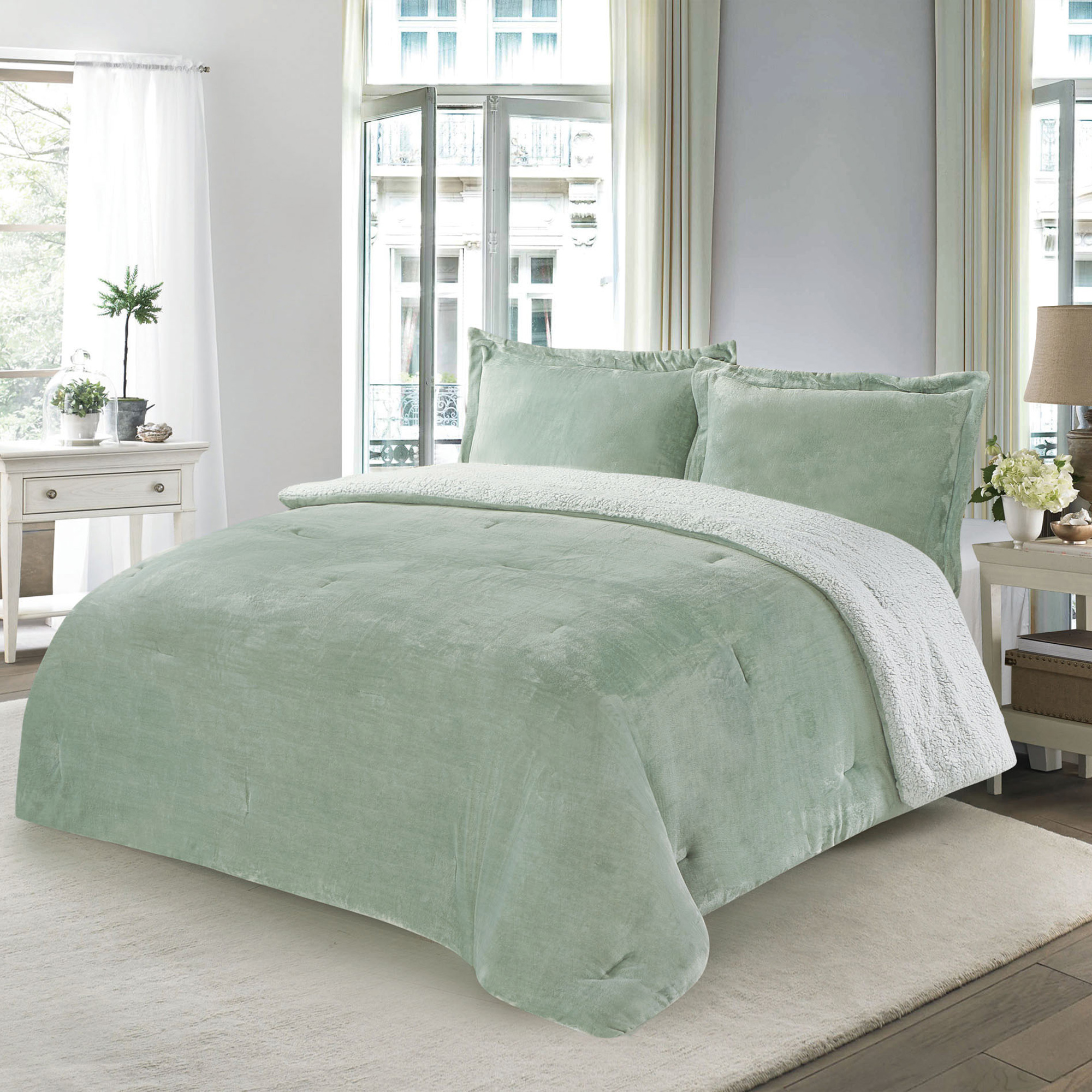 

3 Pcs Flannel Comforter Set Twin Size