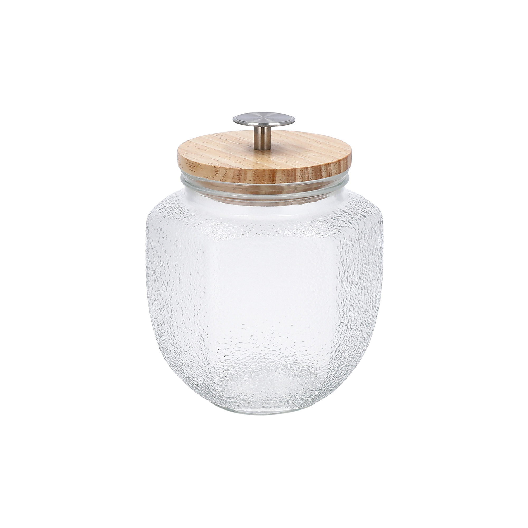 

GLASS STORAGE JAR with wooden