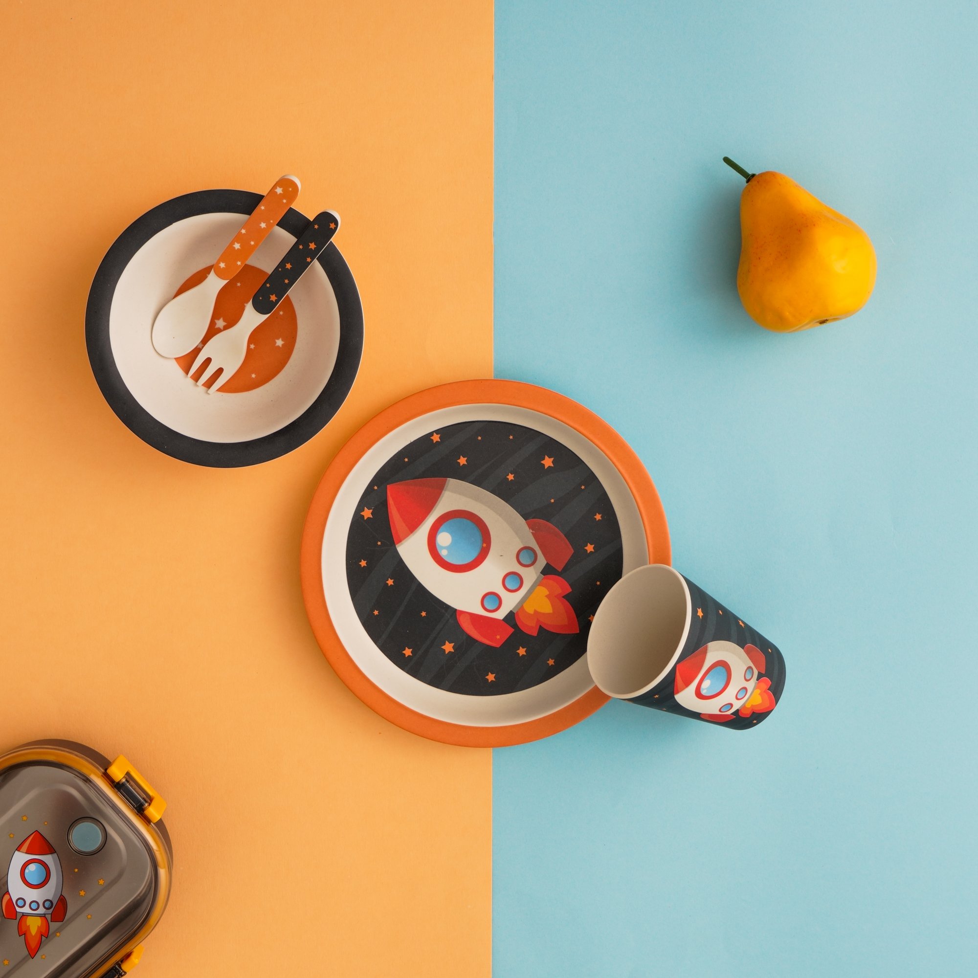

Kids 5 Pcs dinner sets, Rocket design