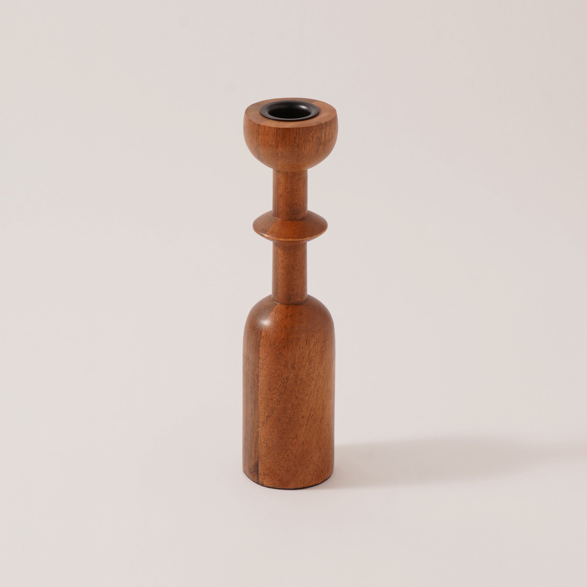 هومز حامل شموع عامودي خشب 5*5*22سم، بني