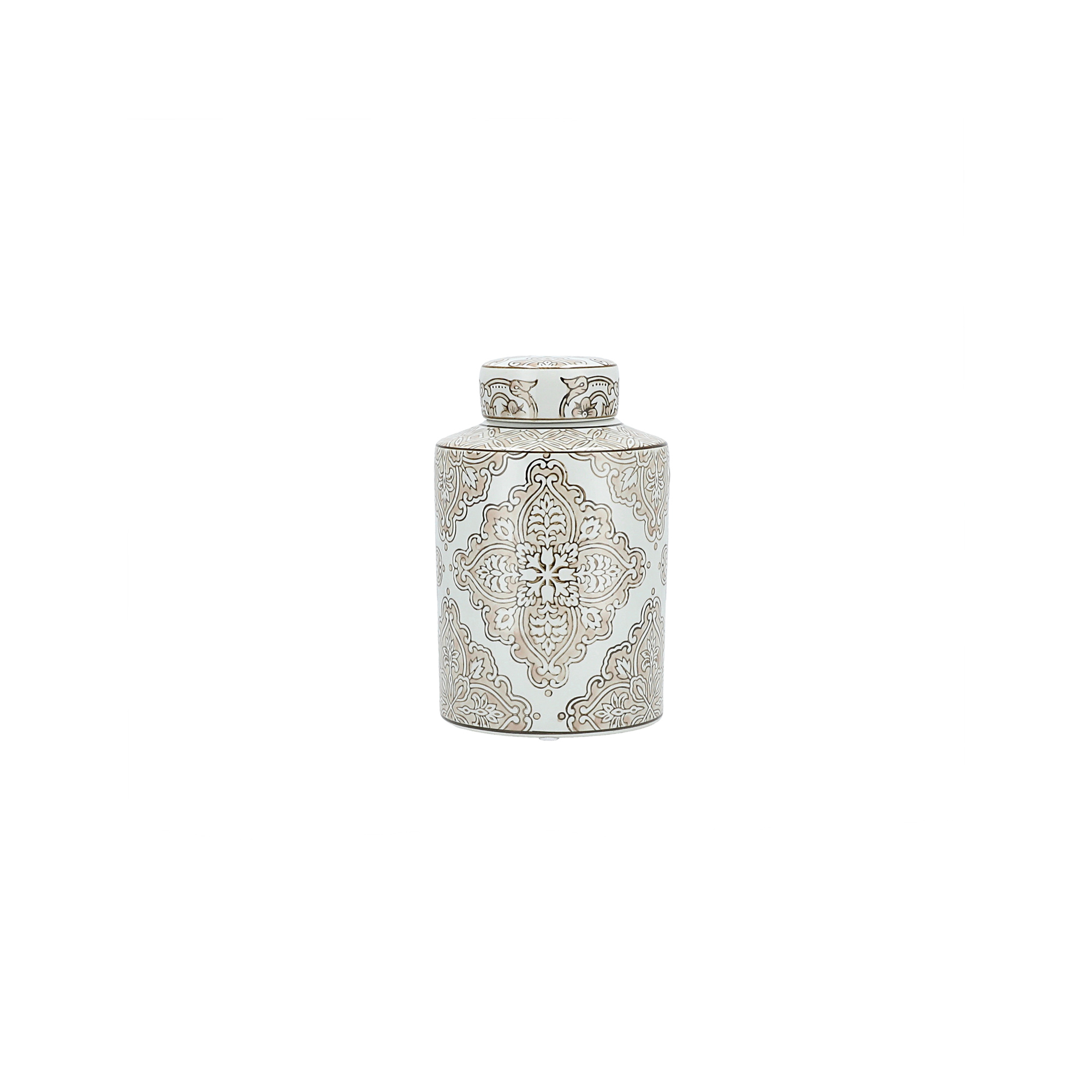 

Decorative Jar Beige Pattern 12 *12 * 18 cm