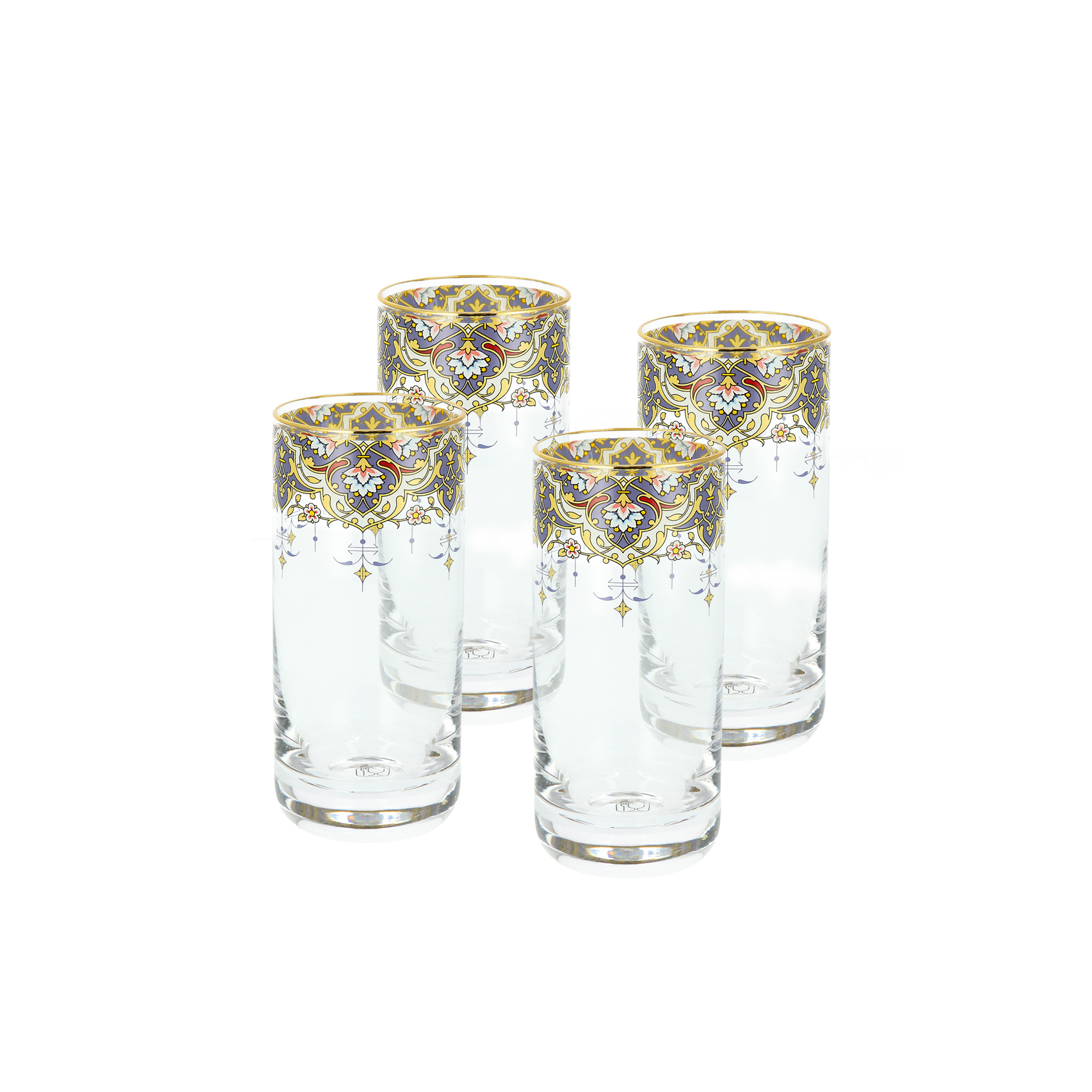 

Manuscript Set Of 4 Clear Tumnler With Decal And Gold Rim