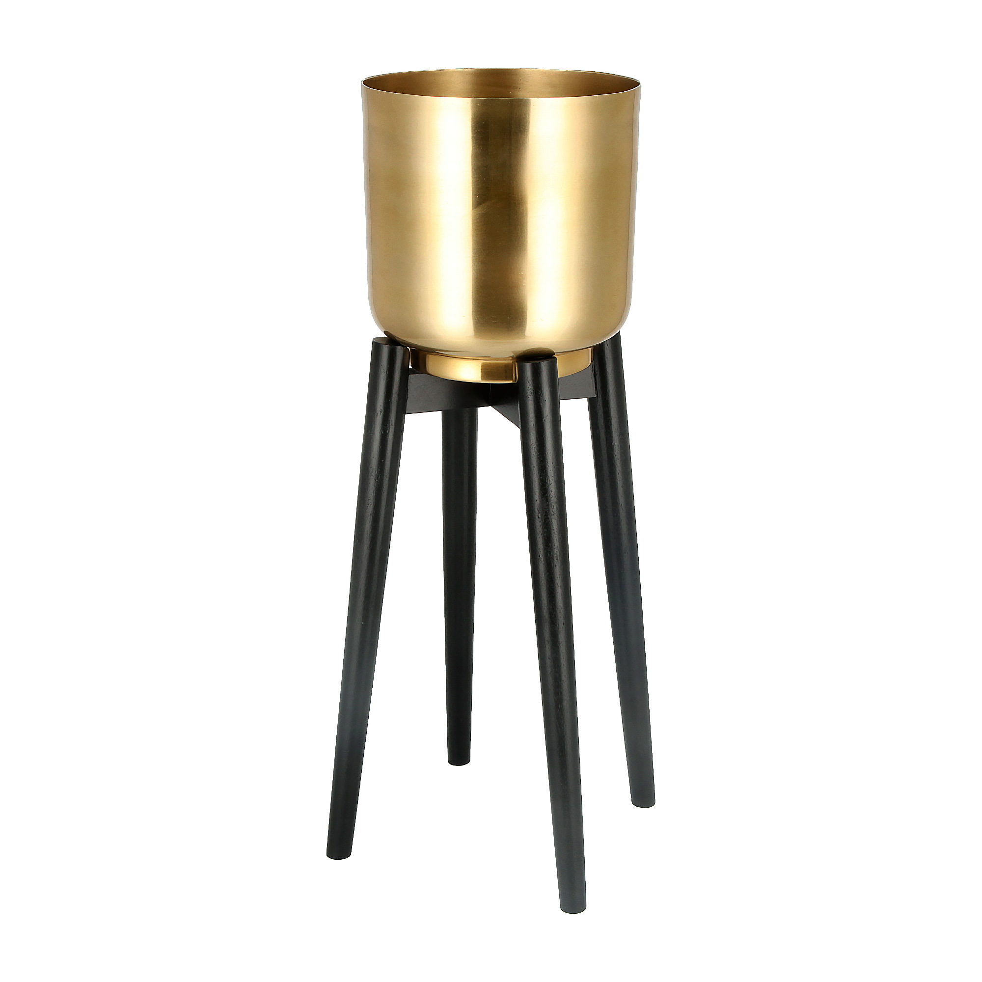 

Planter Gold With Wood Stand Gold