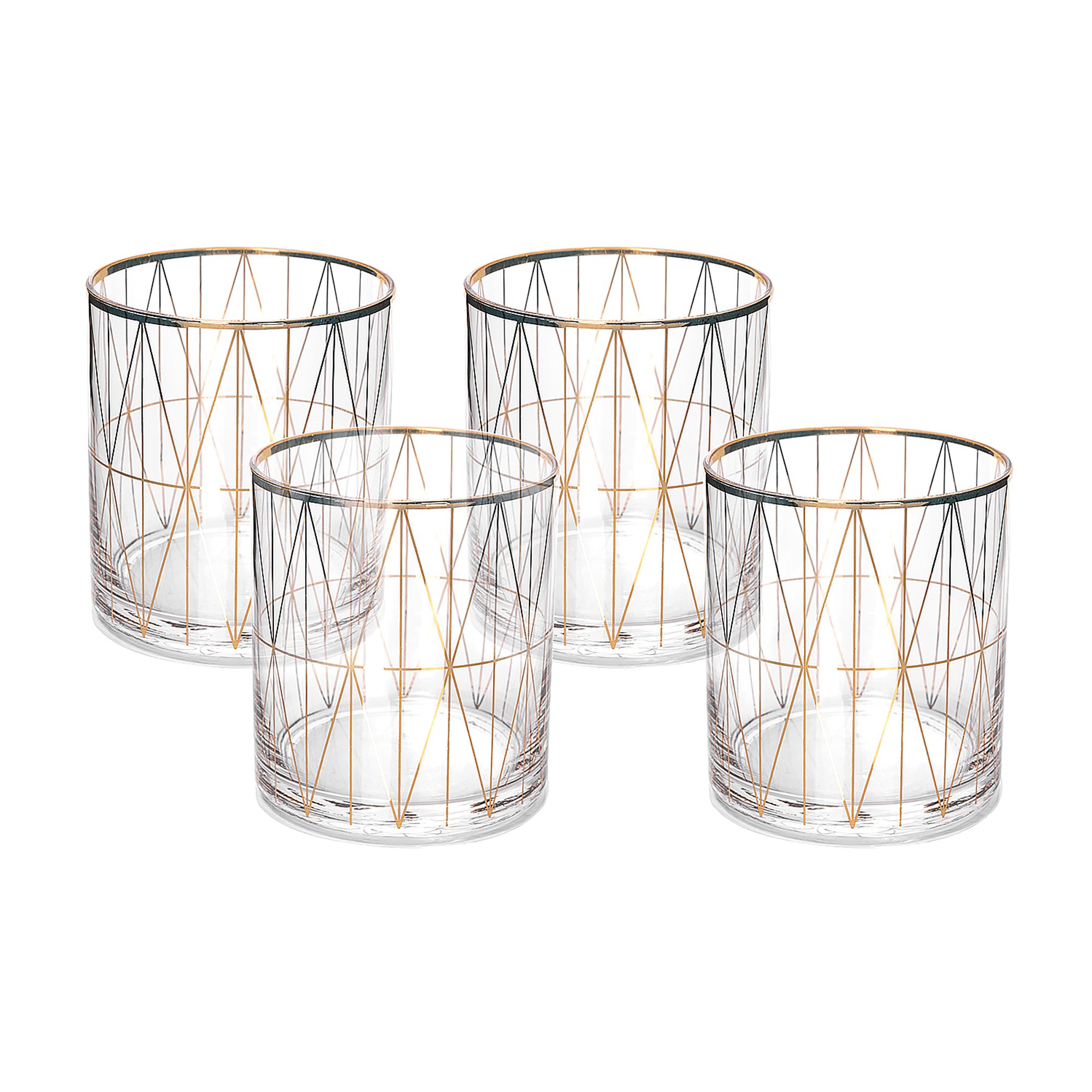 

LA MESA 4 PCS GLASS TUMBLERS GOLD DECAL