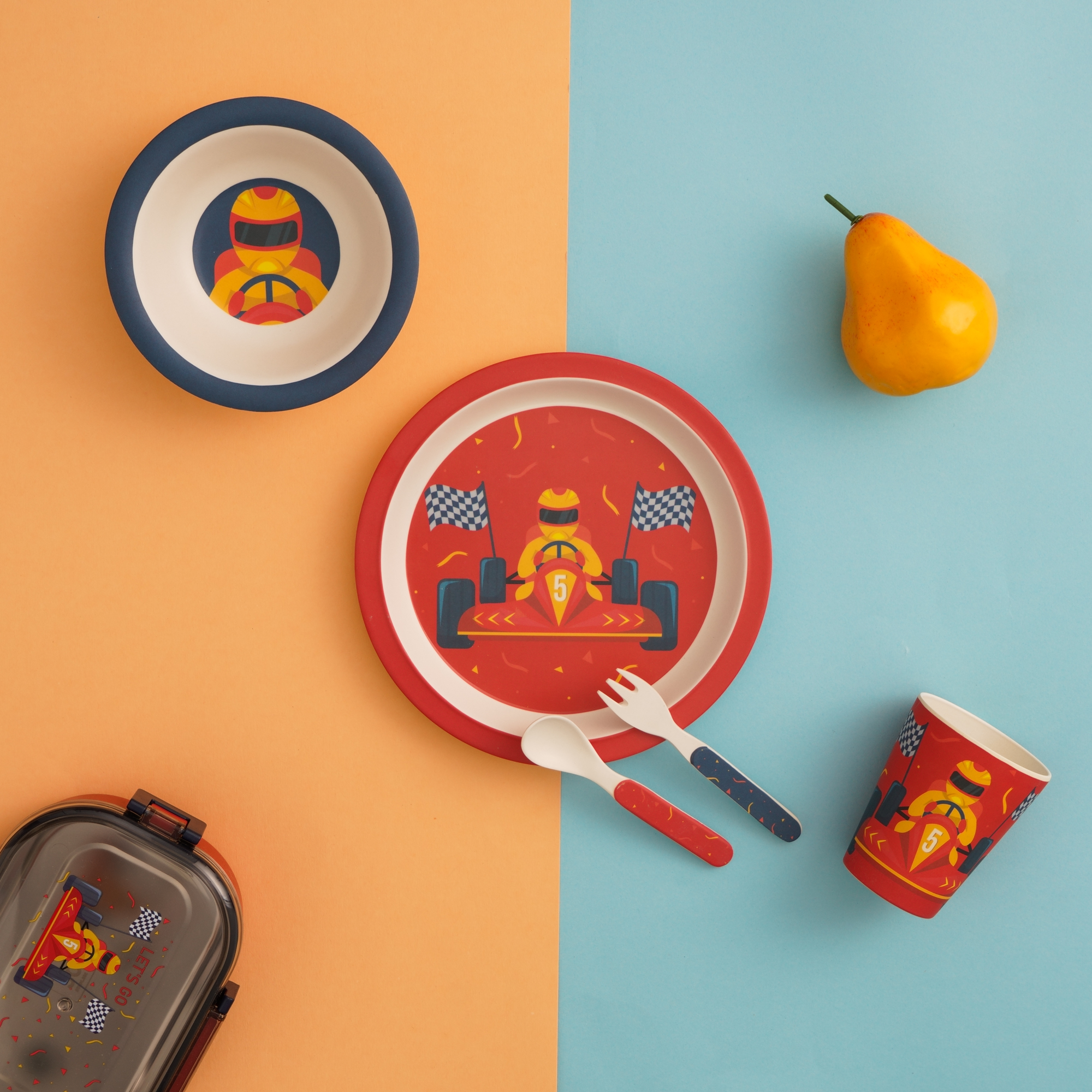 

Kids 5 Pcs dinner sets, Race design