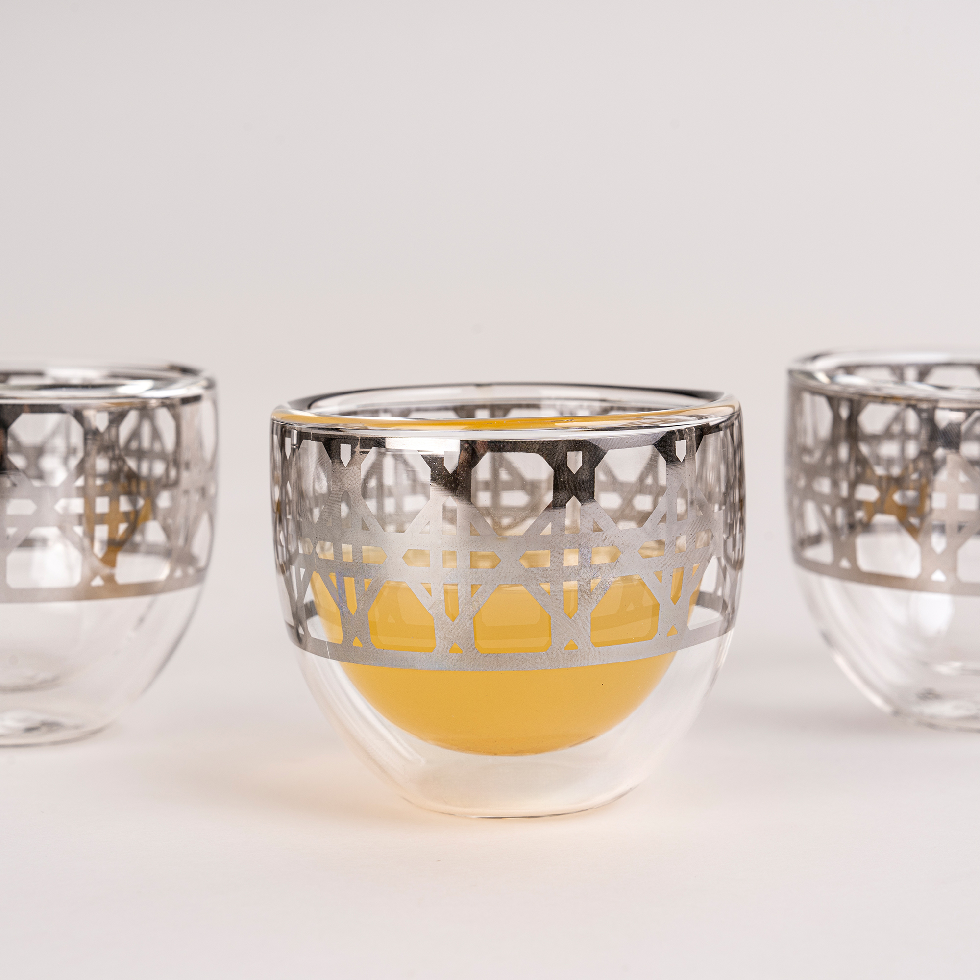 

Dallaty silver glass Saudi coffee cups set 6 pcs