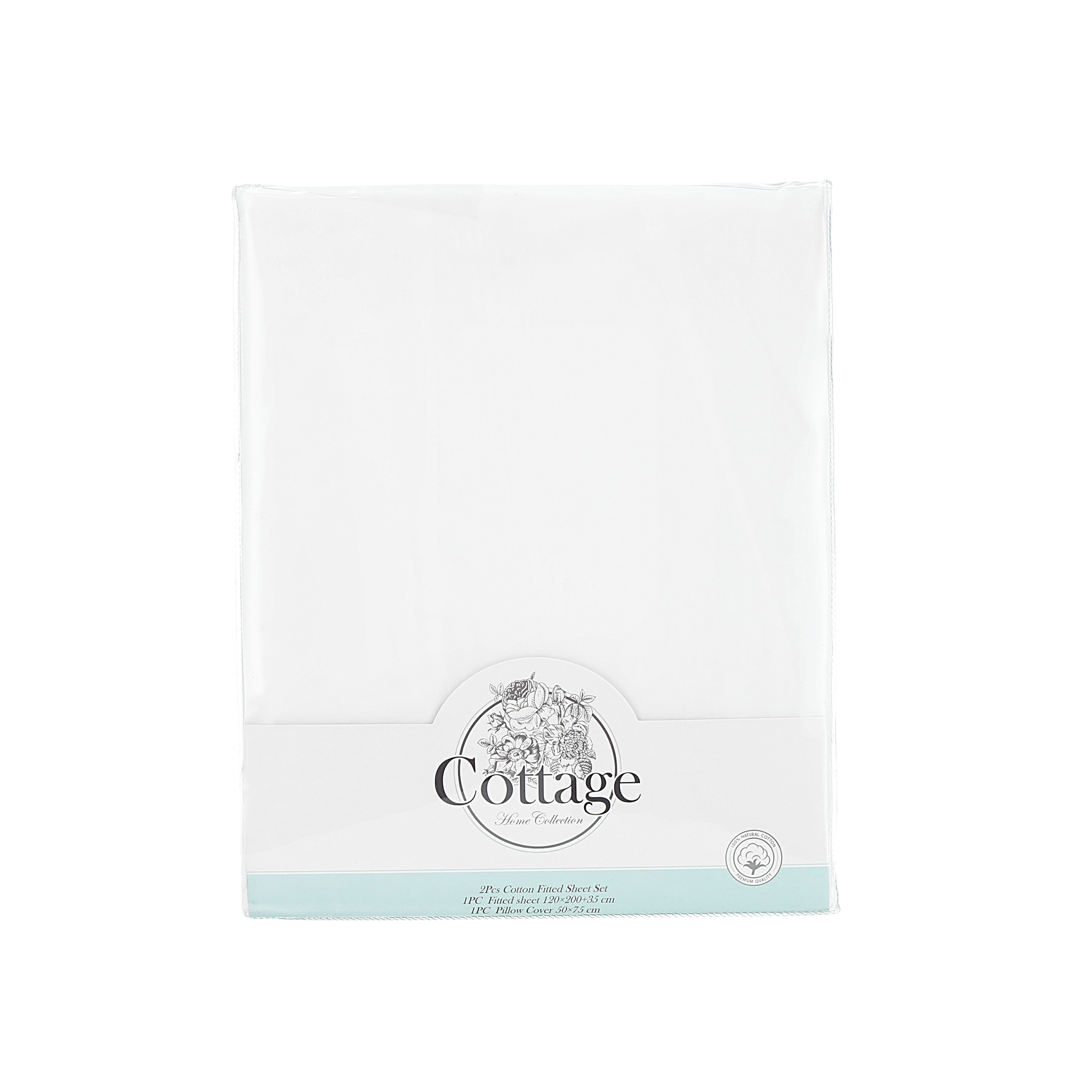 

Cottage 2 Pcs cotton white fitted sheet & pillow
