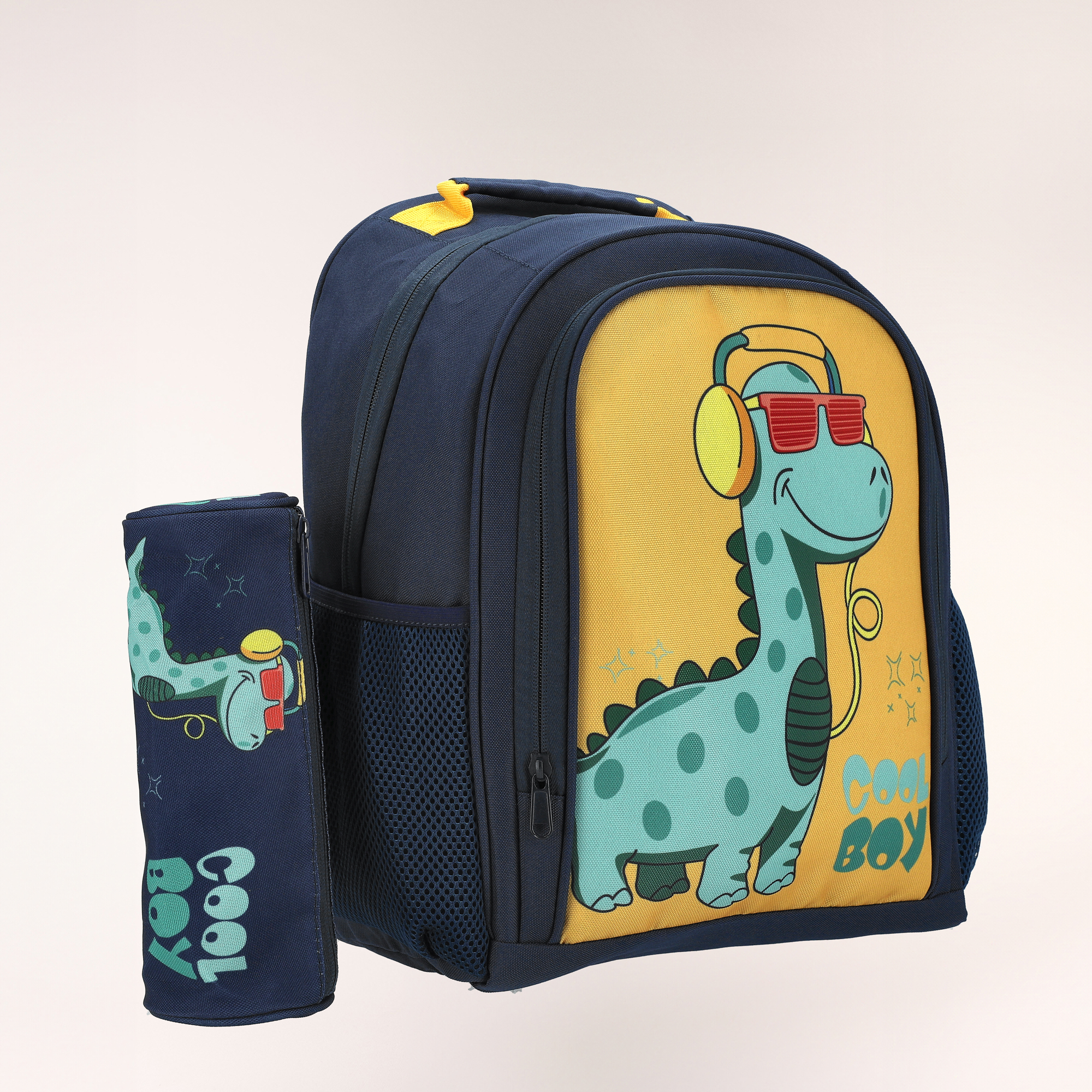 

Large backpack with pencil case ,15 inches , Dino
