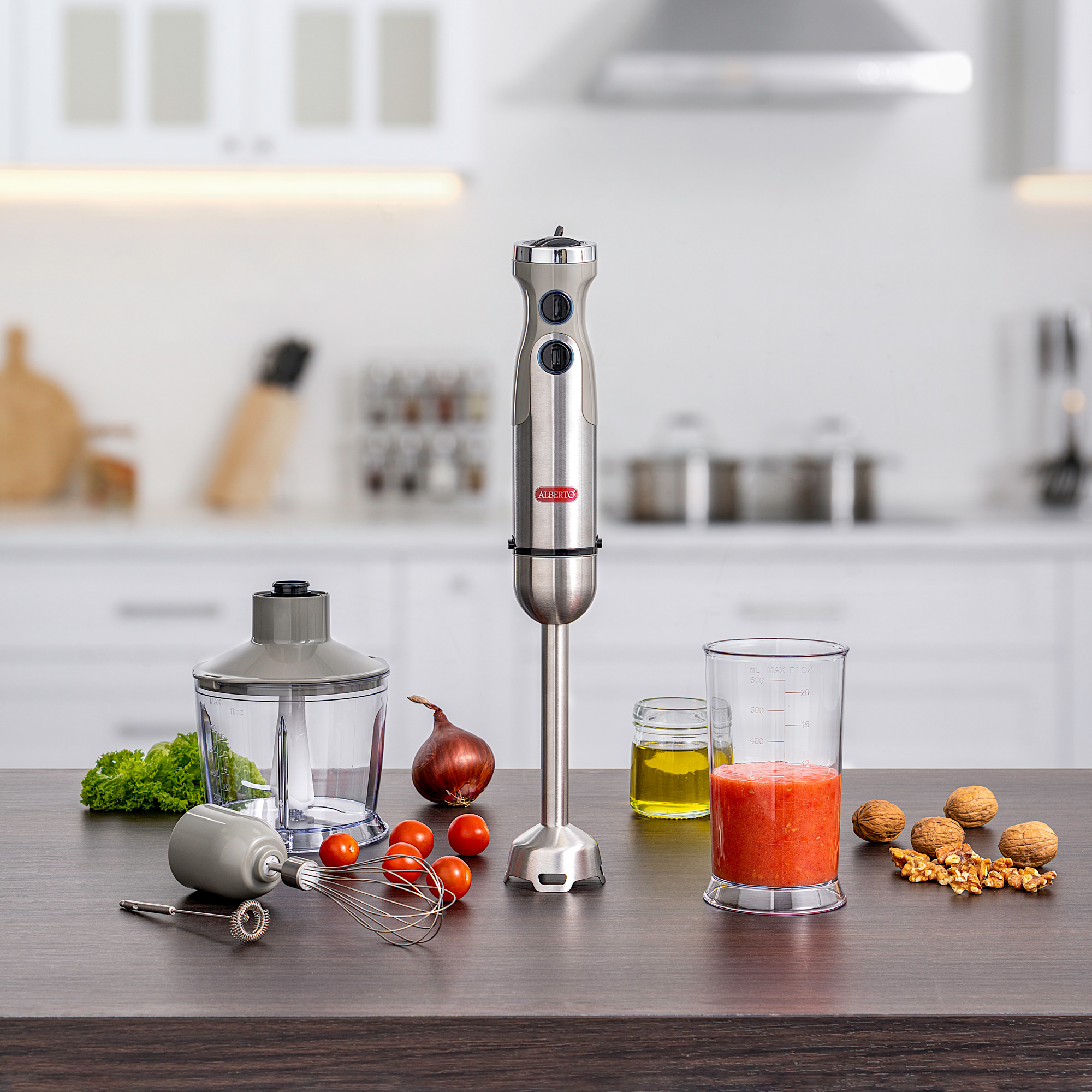 

Alberto Stainless steel 1200W 4 in 1 hand blender