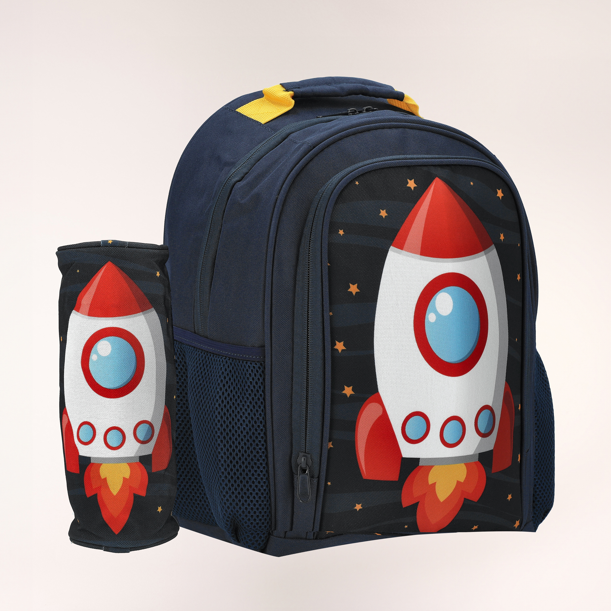 

Large backpack with pencil case ,15 inches , Rocket