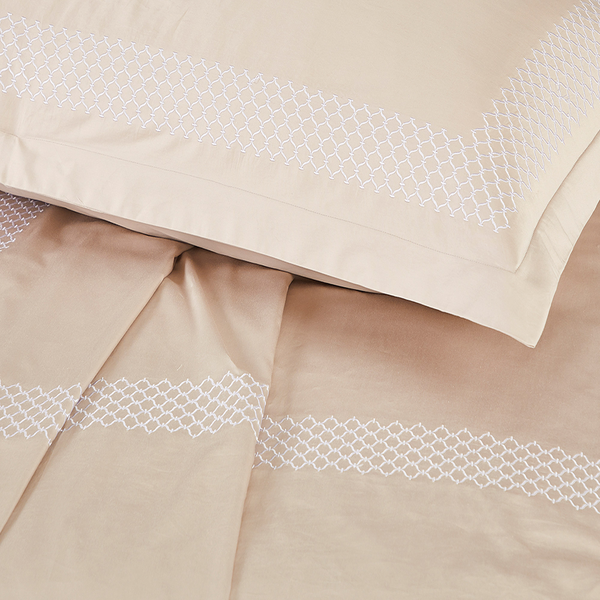 

BOUTIQUE BLANCHE 3 PCS DUVET COVER EMBRIDERY SET KING SIZE 100%COTTON CONTRAST