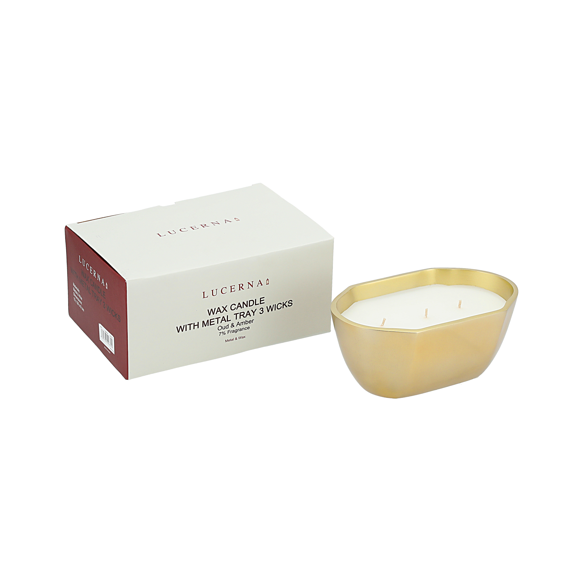 

4 Wicks Wax Candles With Metal Tray 13*20*9.5 cm