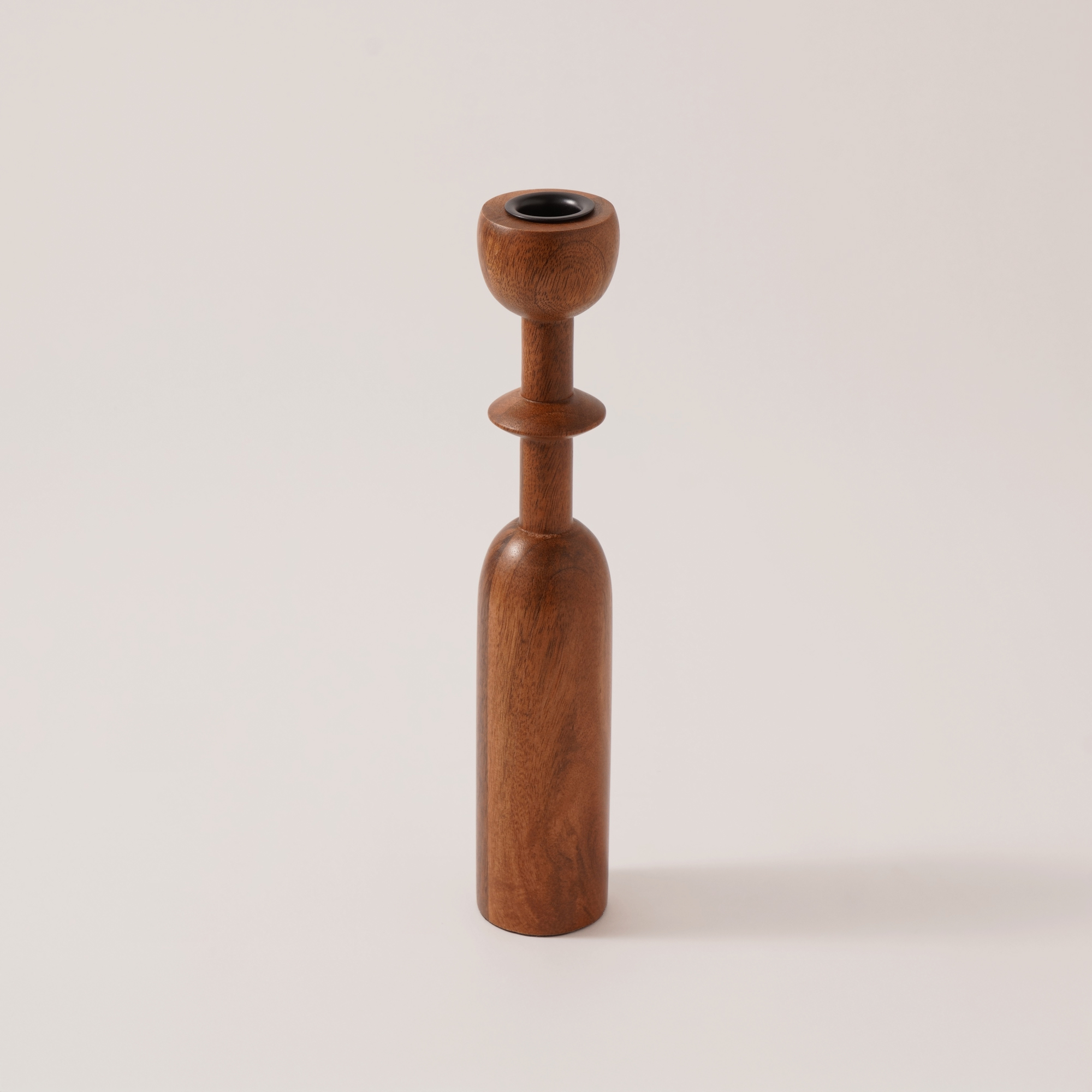 هومز حامل شموع خشب 5*5*28سم، بني