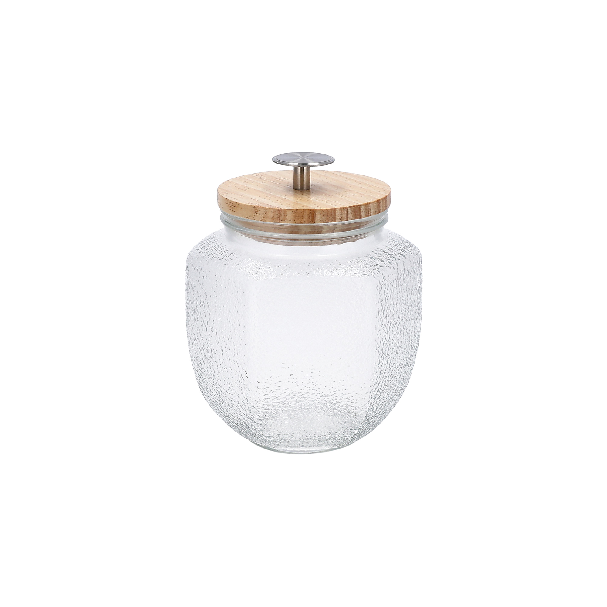 

GLASS STORAGE JAR with wooden