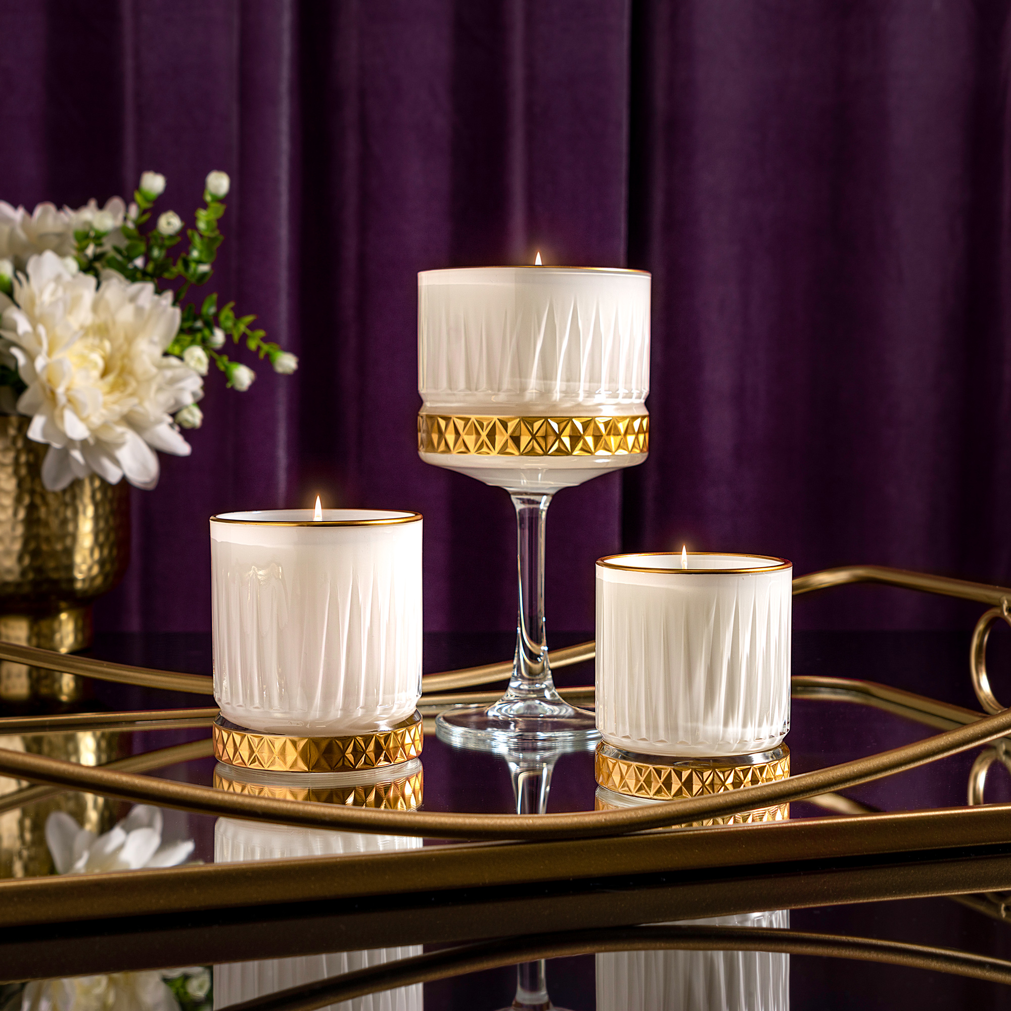 

Gloria gold candle 8.5*9.5 Cm White