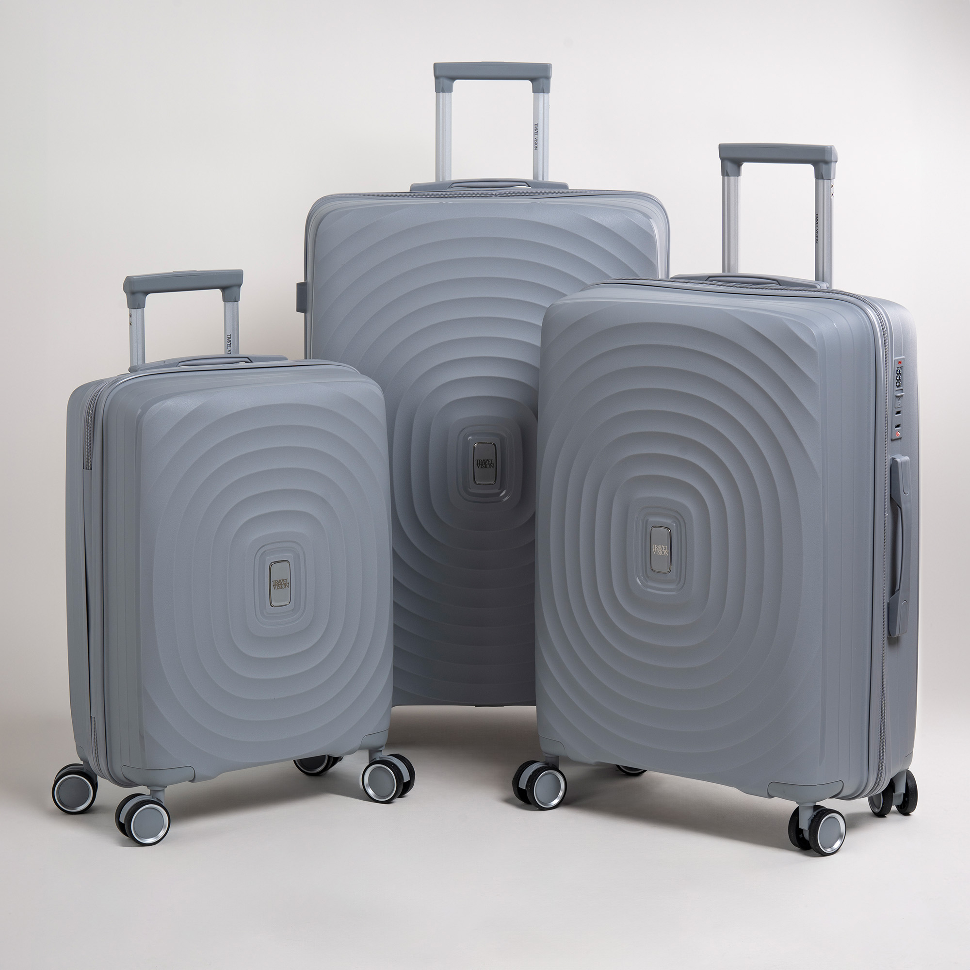 

Travel vision durable PP 3 pcs luggage set, silver