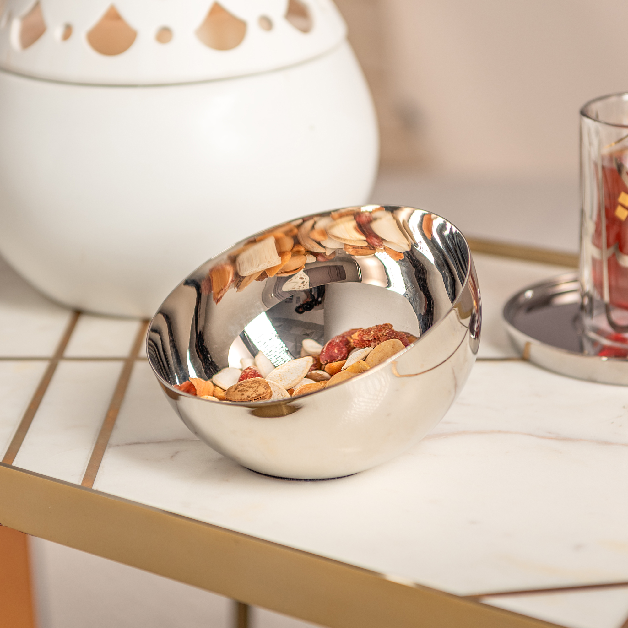 

Oulfa silver steel nuts bowl
