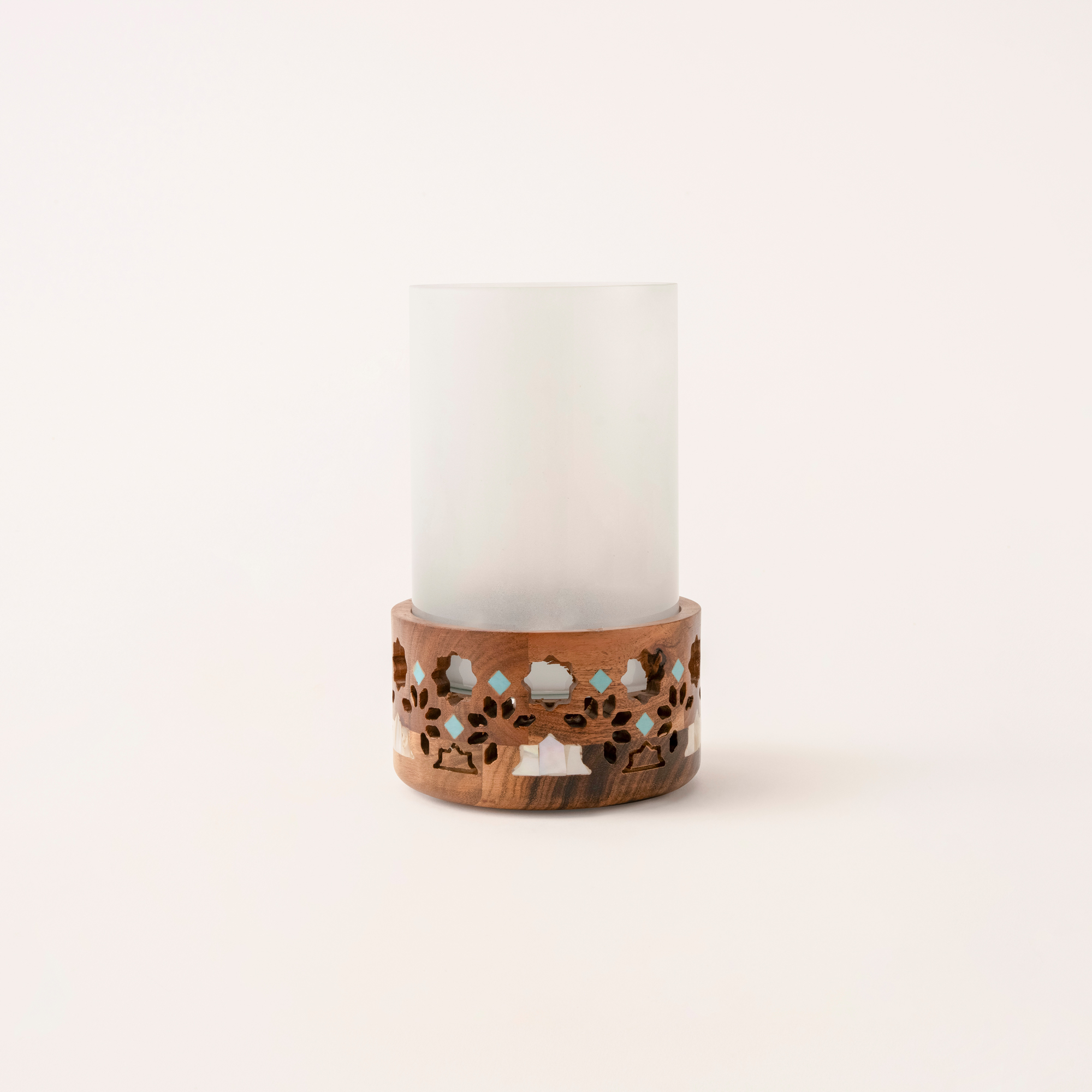 

Homez handcrafted wooden candle holder 12*12*18 cm