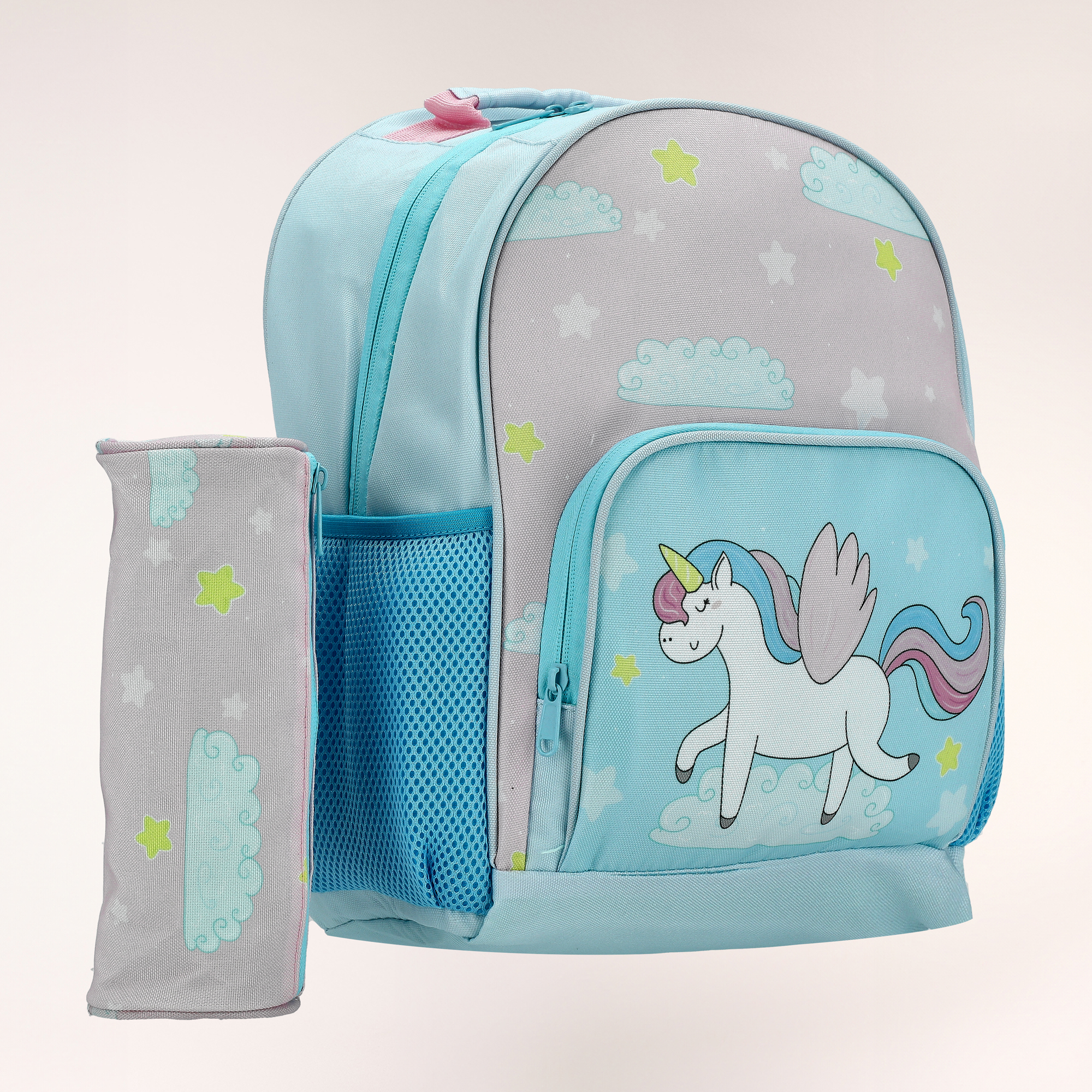 

Large backpack with pencil case ,15 inches , Unicorn