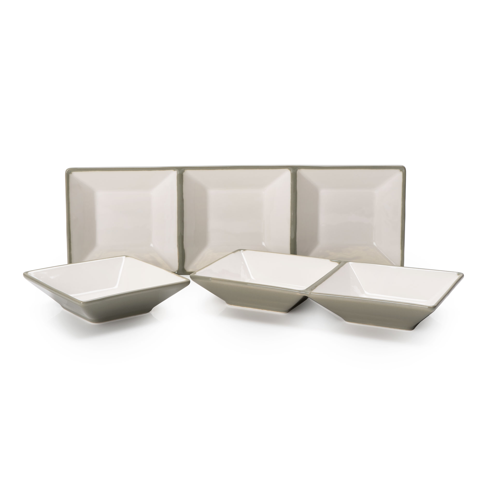 

Rio Divided Section Plate Set 3 Pieces Green Glaze