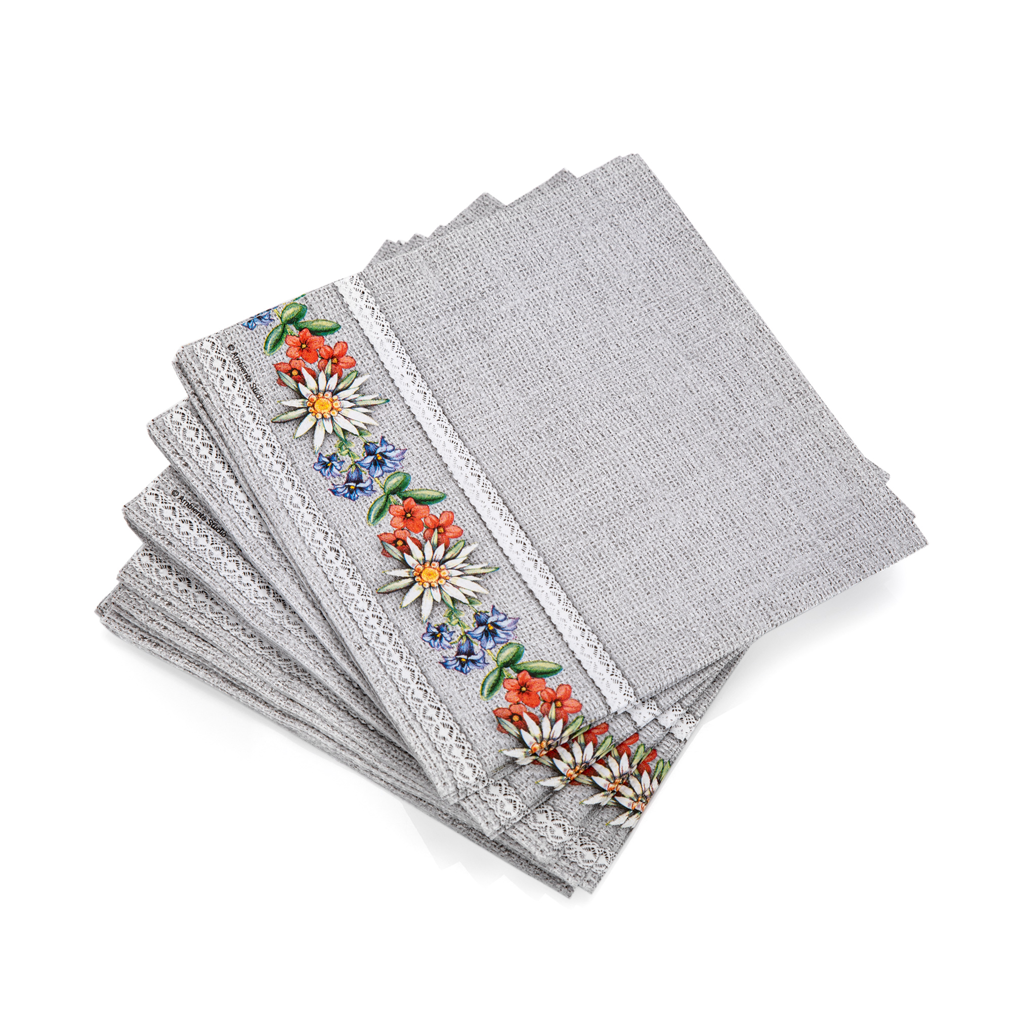 

Ambiente Serving Paper Napkins Bavarian Flowers Design Stone Color