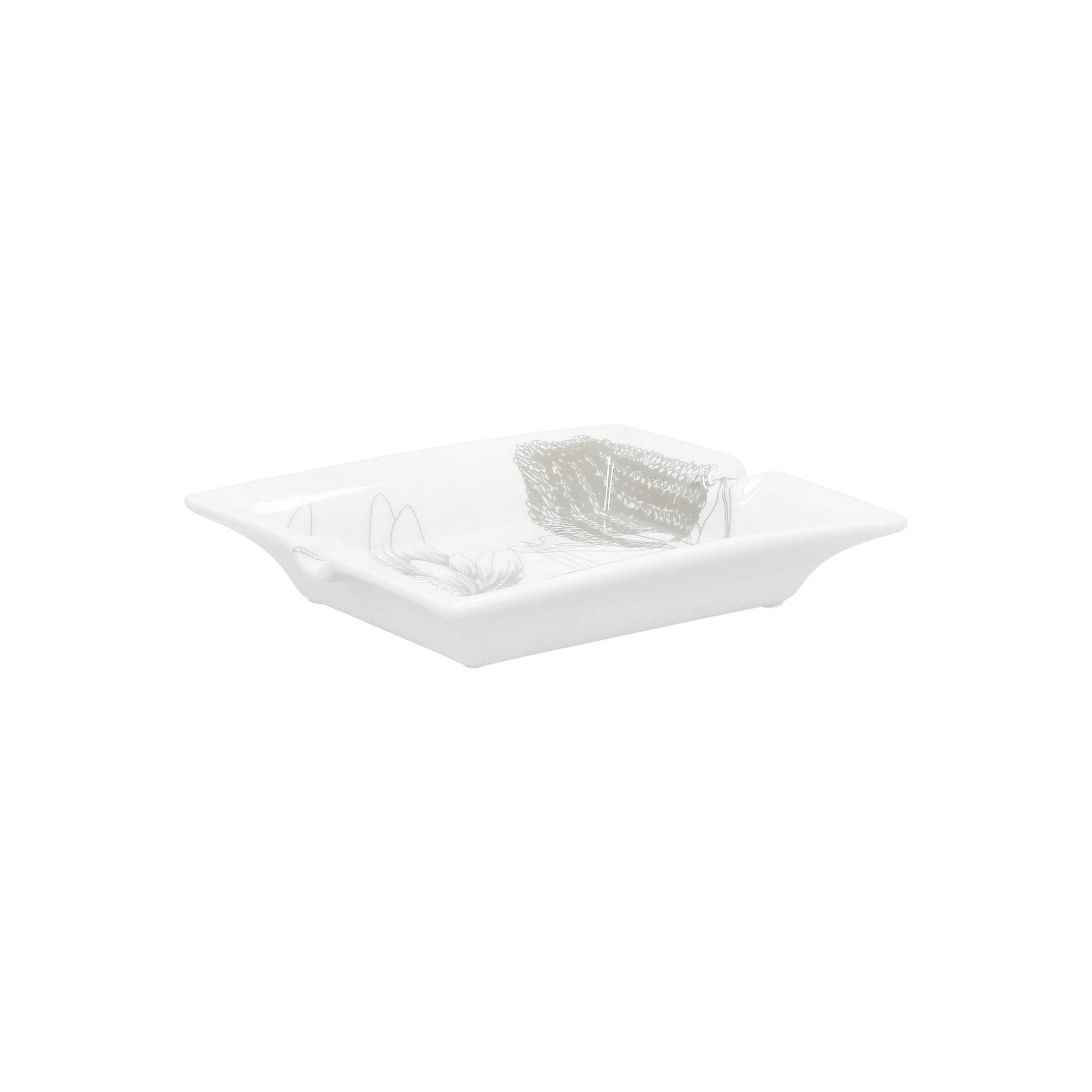 

Ashtray With Flower Design White